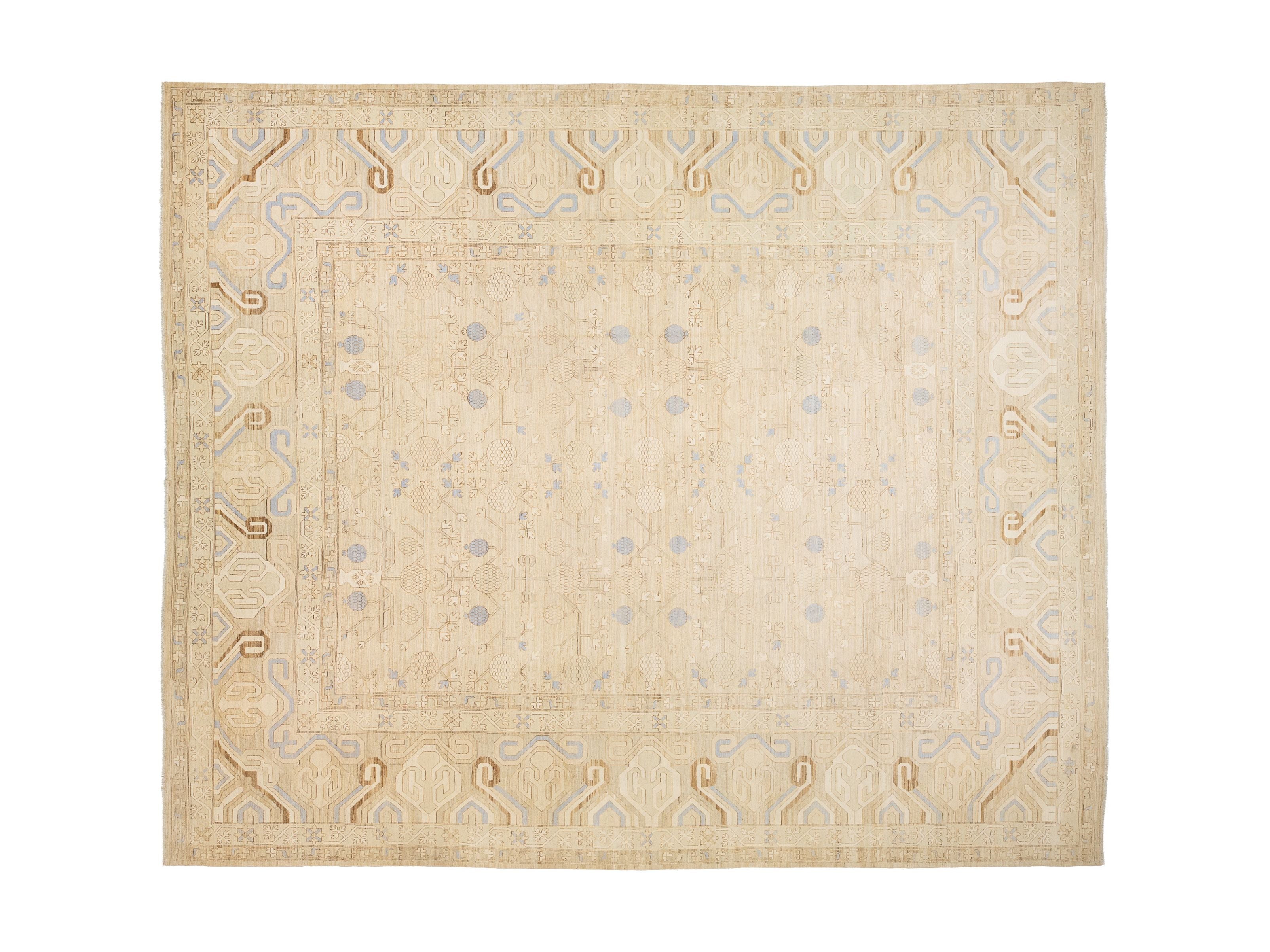 Modern Khotan Wool Rug 17 X 21