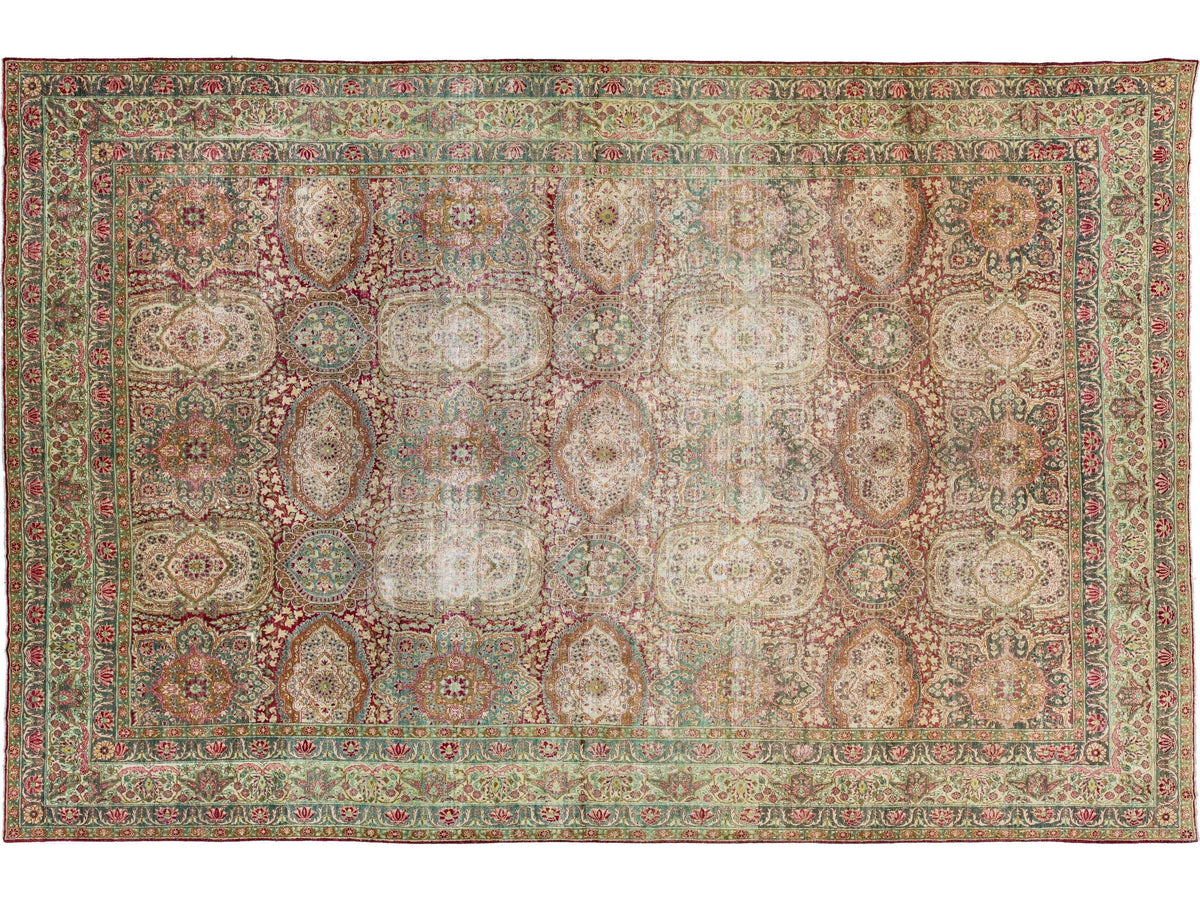 Antique Kerman Wool Rug 11 X 17