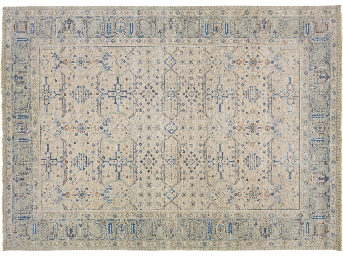 Modern Indian Artisan Wool Rug 10 x 14