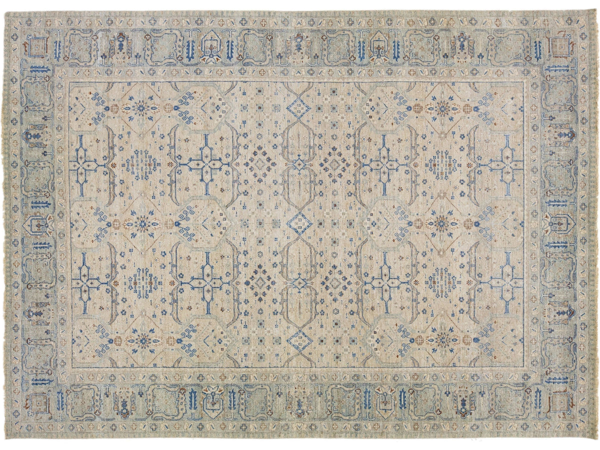 Modern Indian Artisan Wool Rug 10 X 14