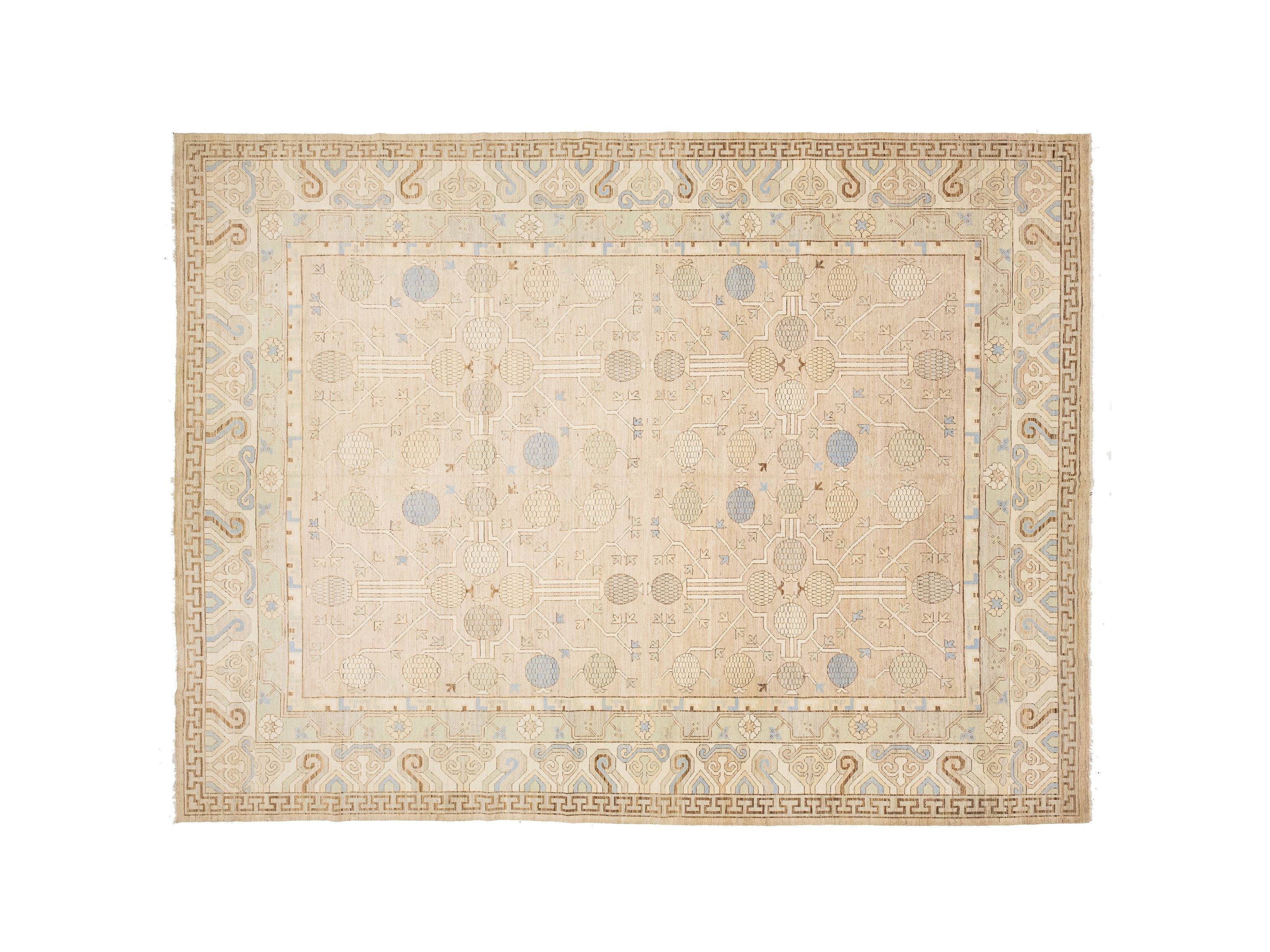 Modern Khotan Wool Rug 14 X 18