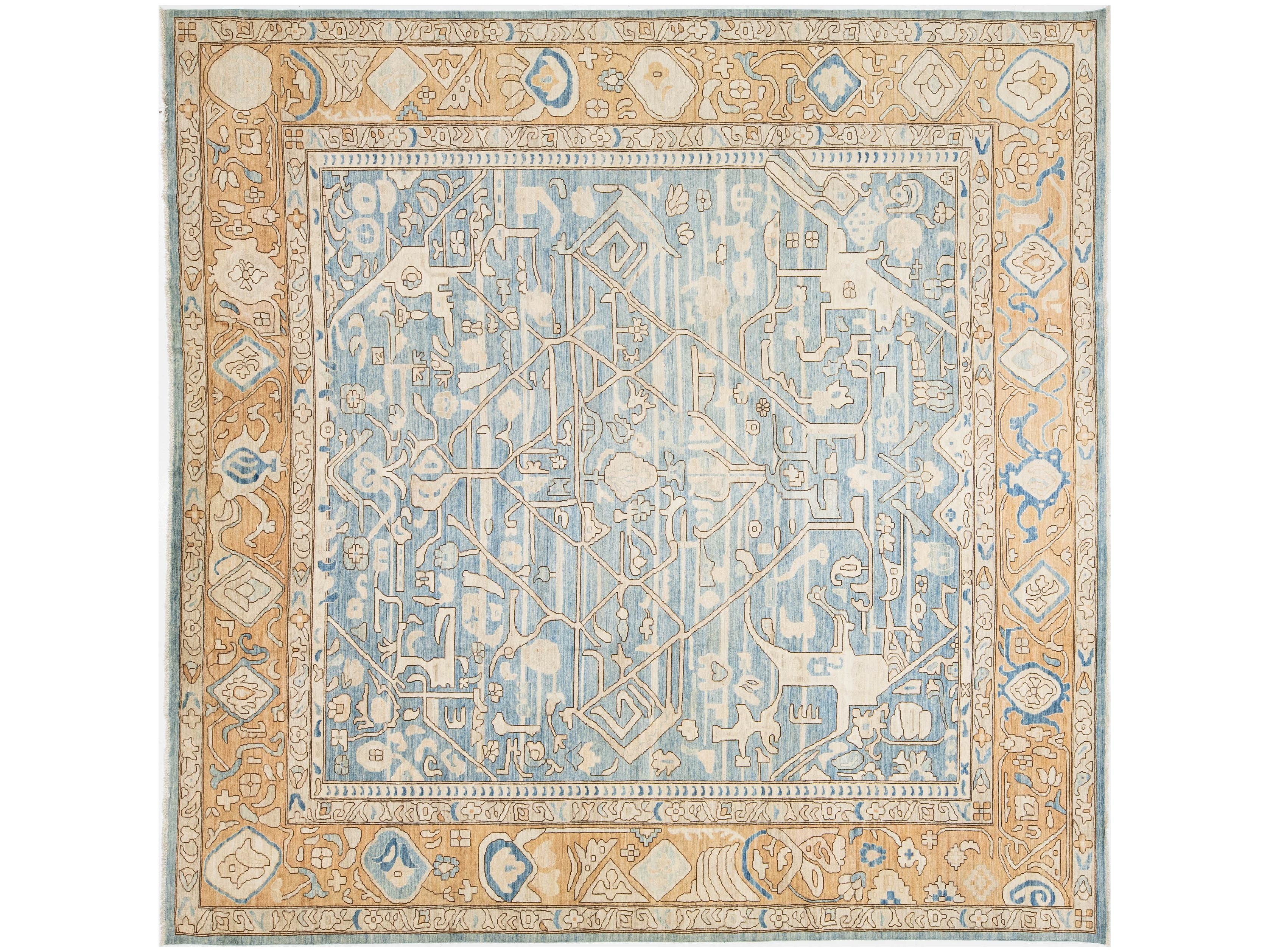 Modern Oushak Wool Rug 12 X 12