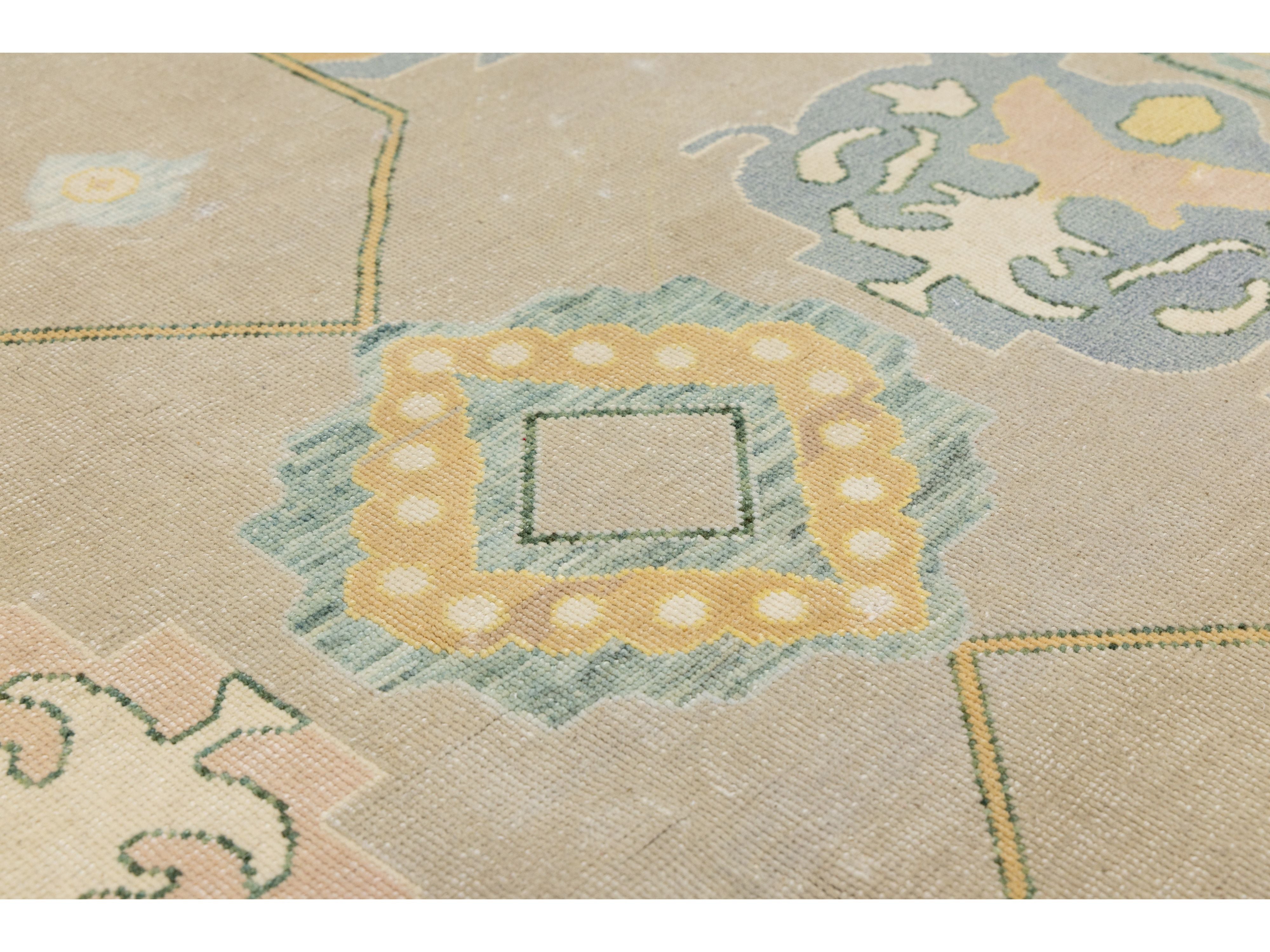 Modern Oushak Wool Rug 11 X 15
