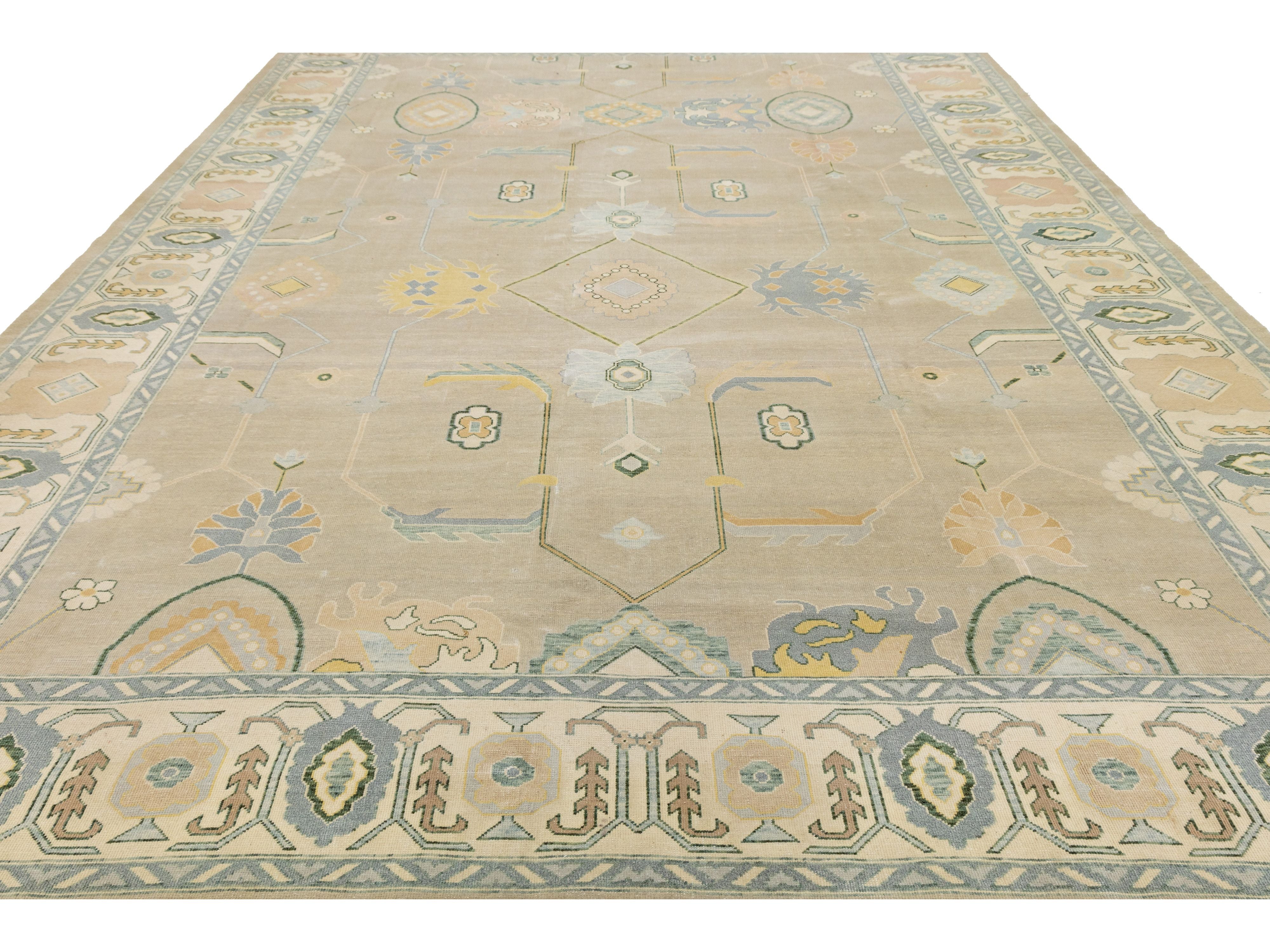 Modern Oushak Wool Rug 11 X 15