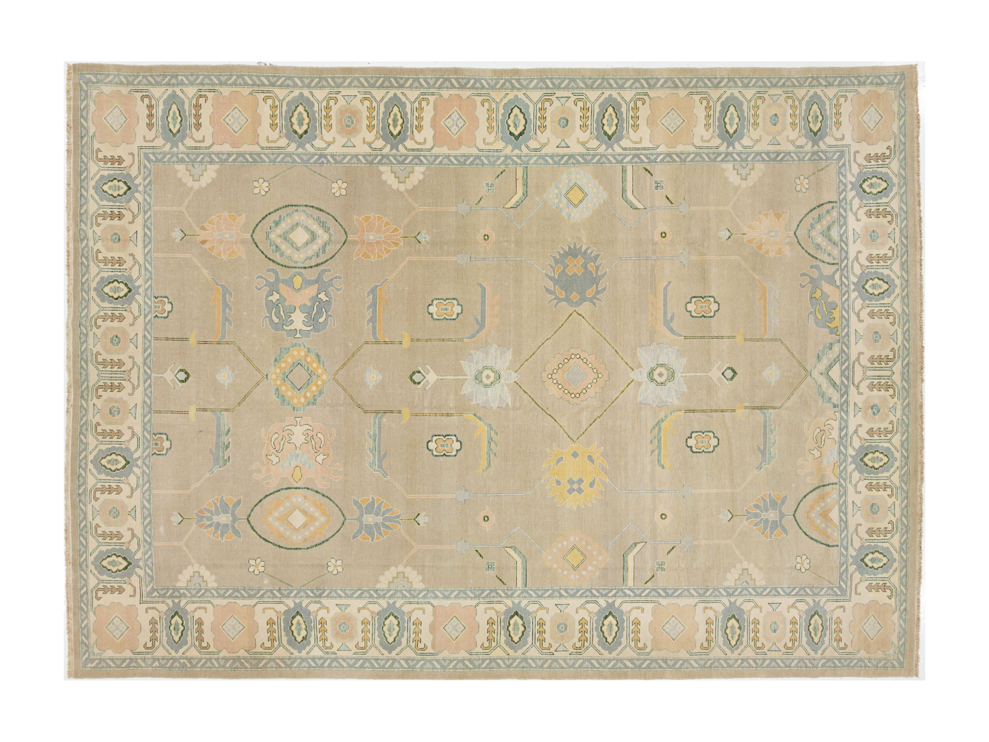 Modern Oushak Wool Rug 11 X 15