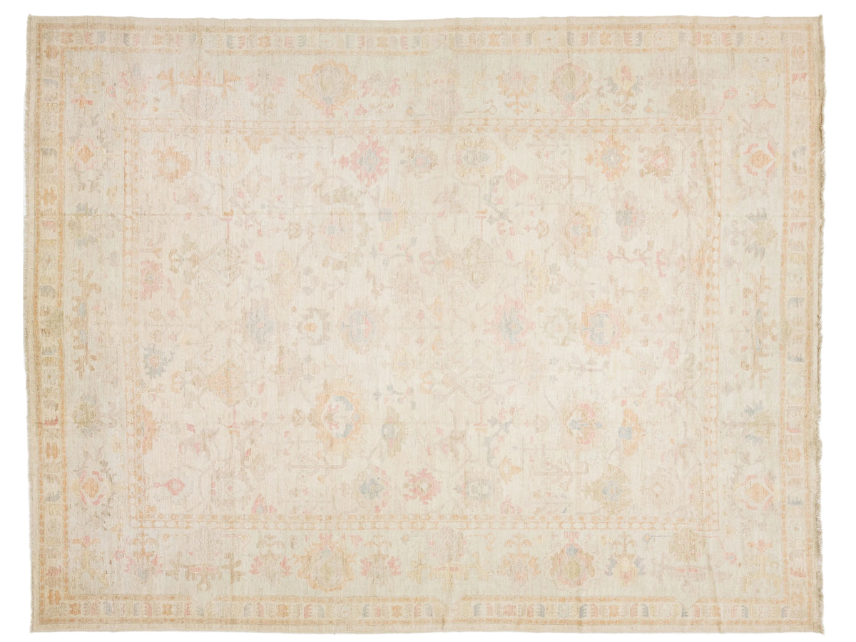 Modern Oushak Wool Rug 14 X 18