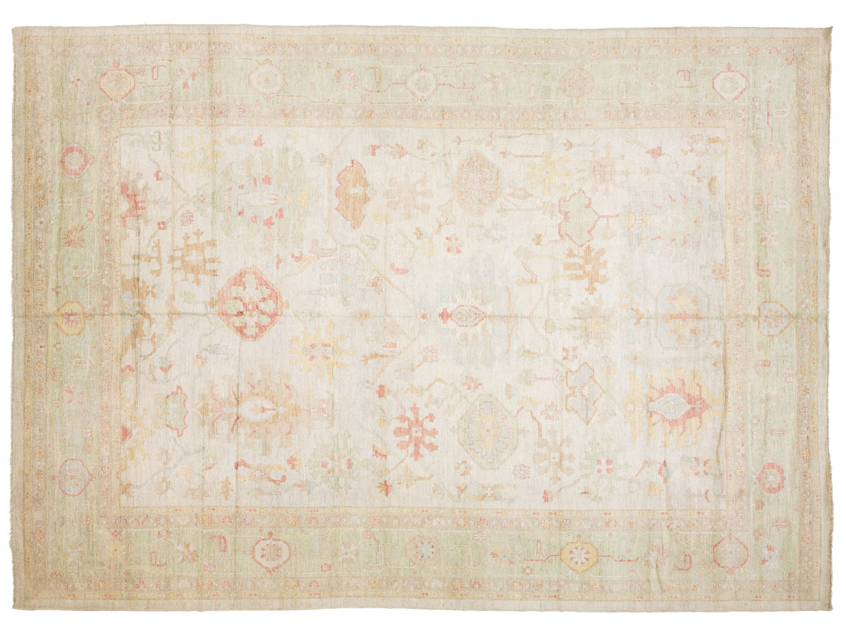 Modern Oushak Wool Rug 14 X 19