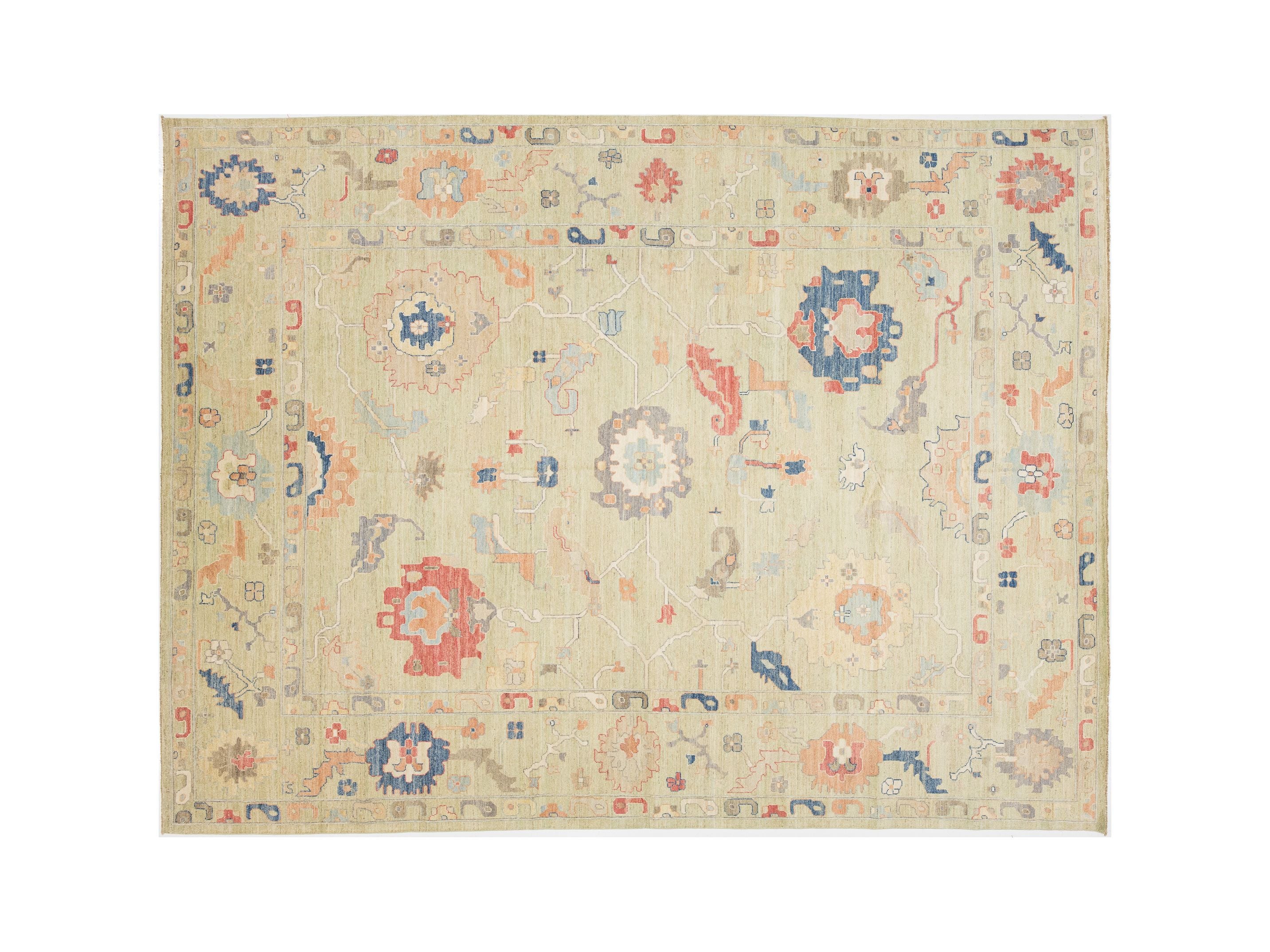 Modern Oushak Wool Rug 12 X 16
