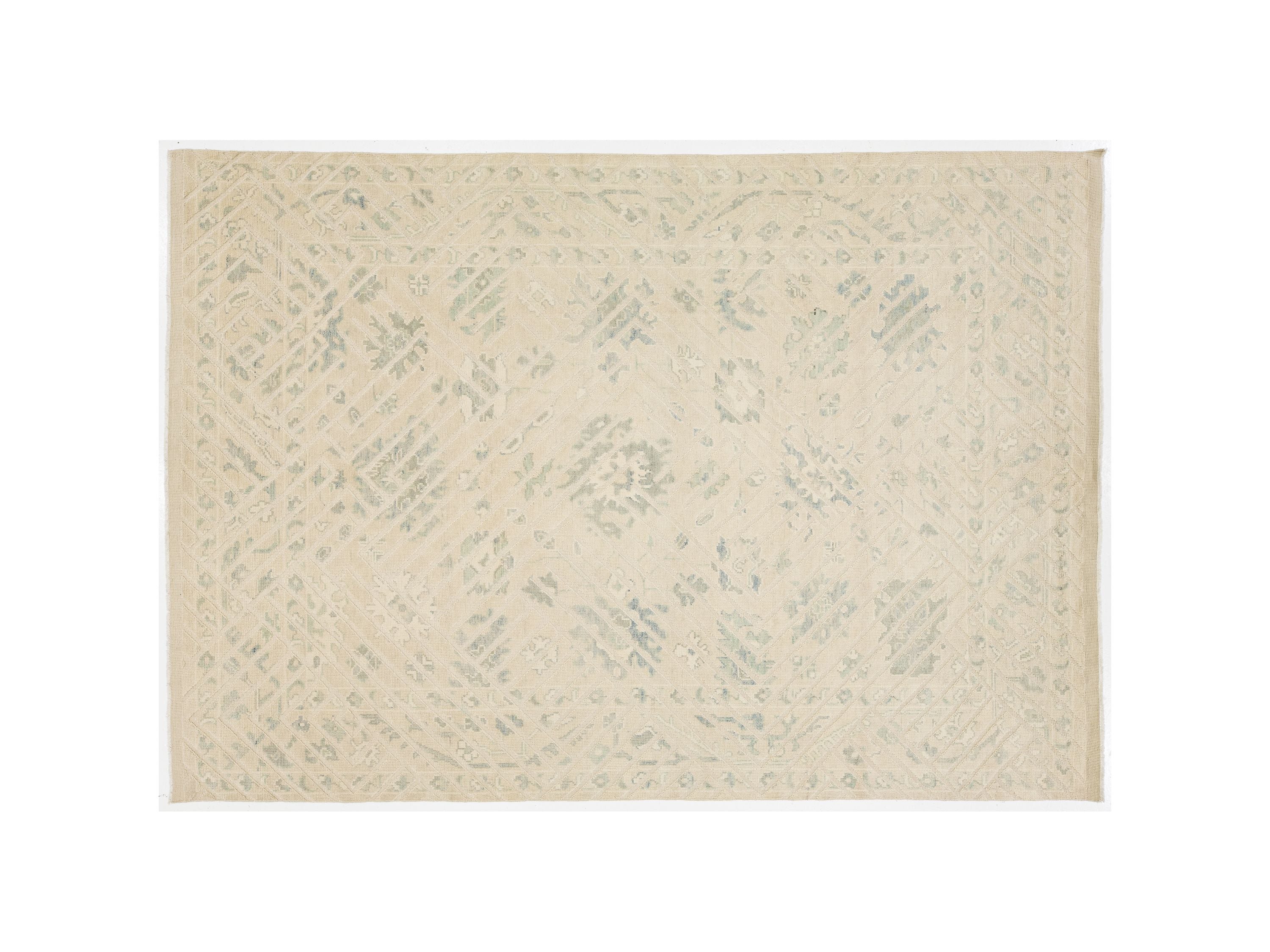 Modern Oushak Wool Rug 9 X 13