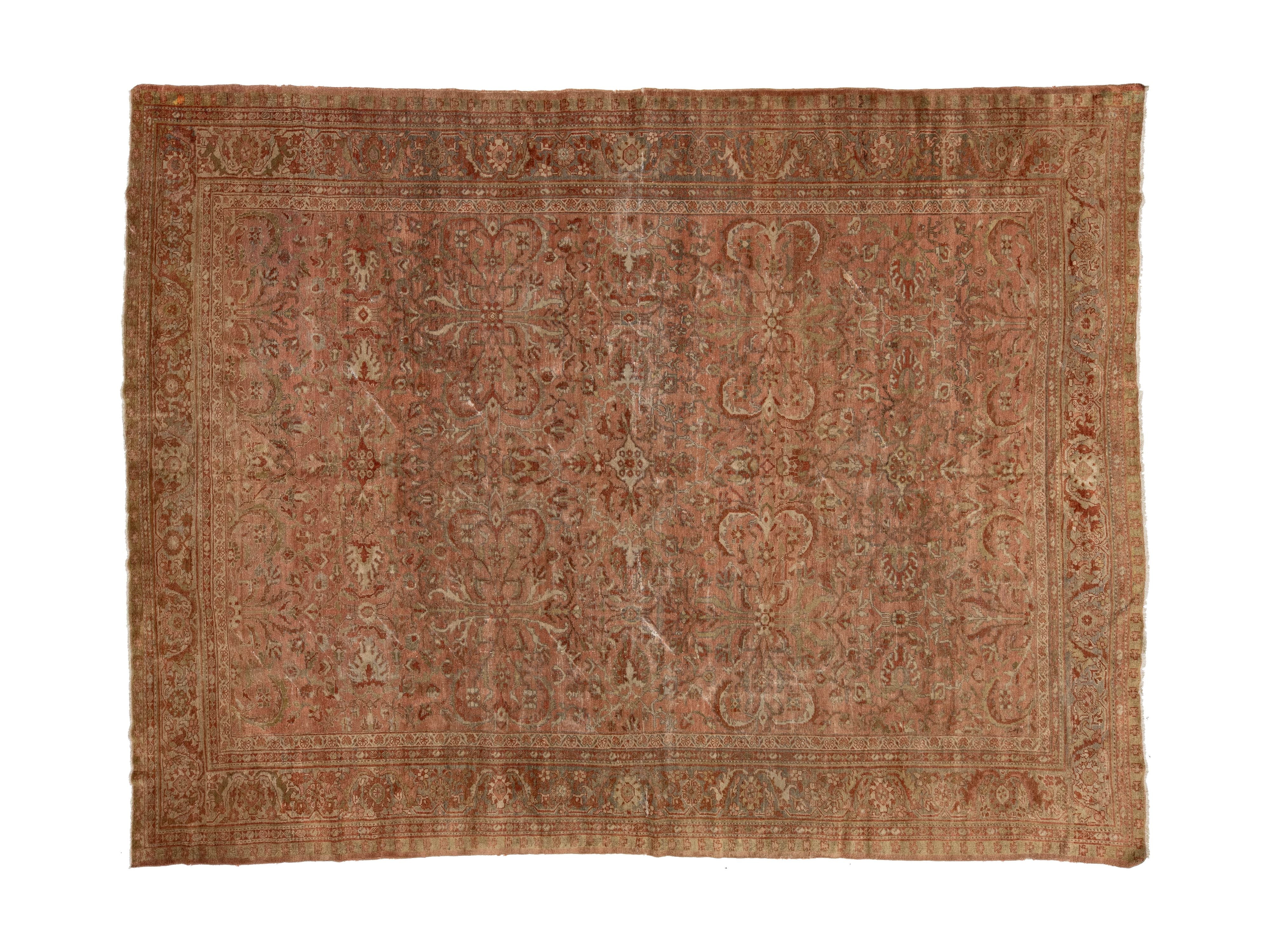 Antique Persian Mahal Wool Rug 9 X 12