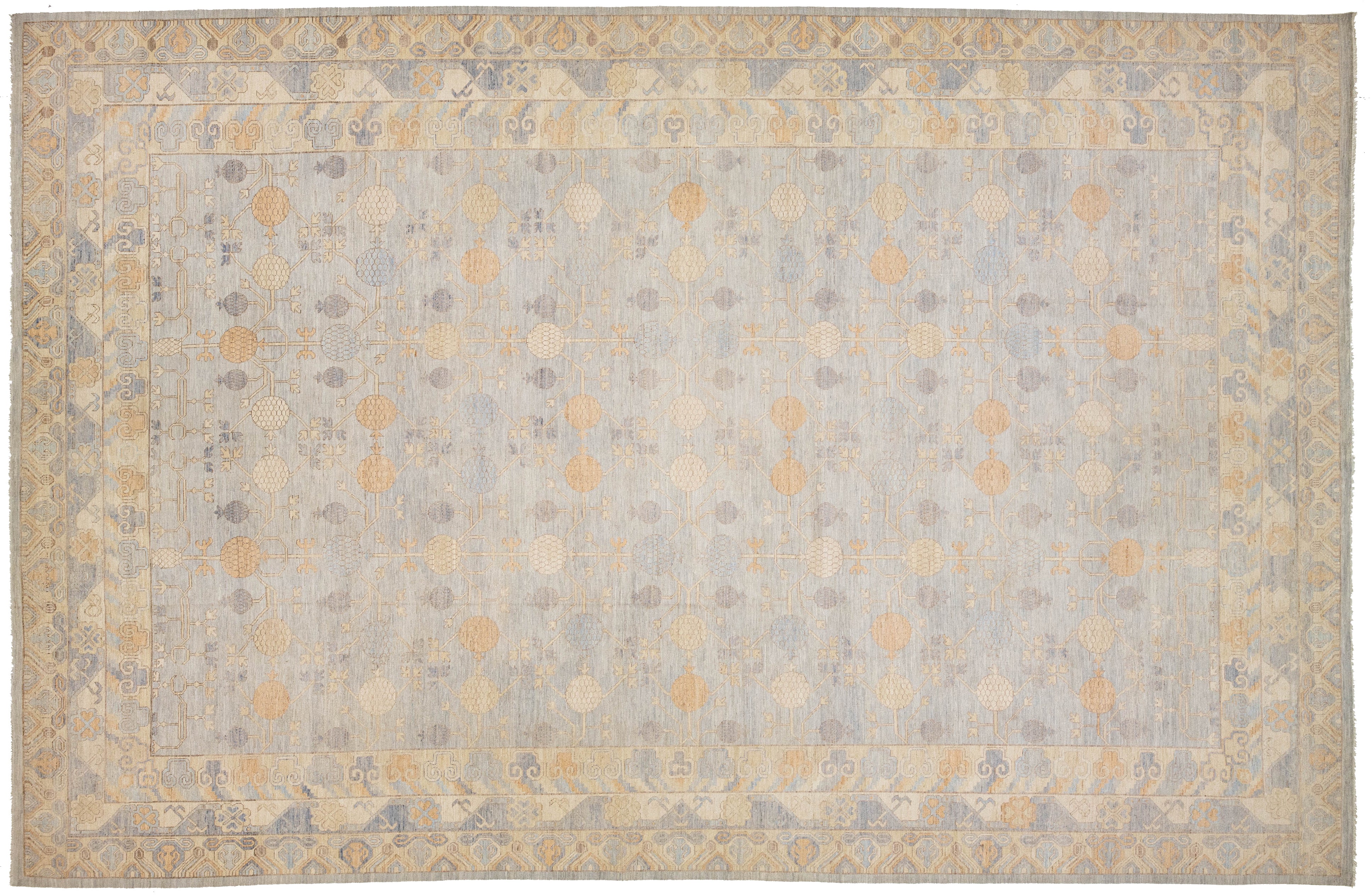 Modern Khotan Wool Rug 13 X 21