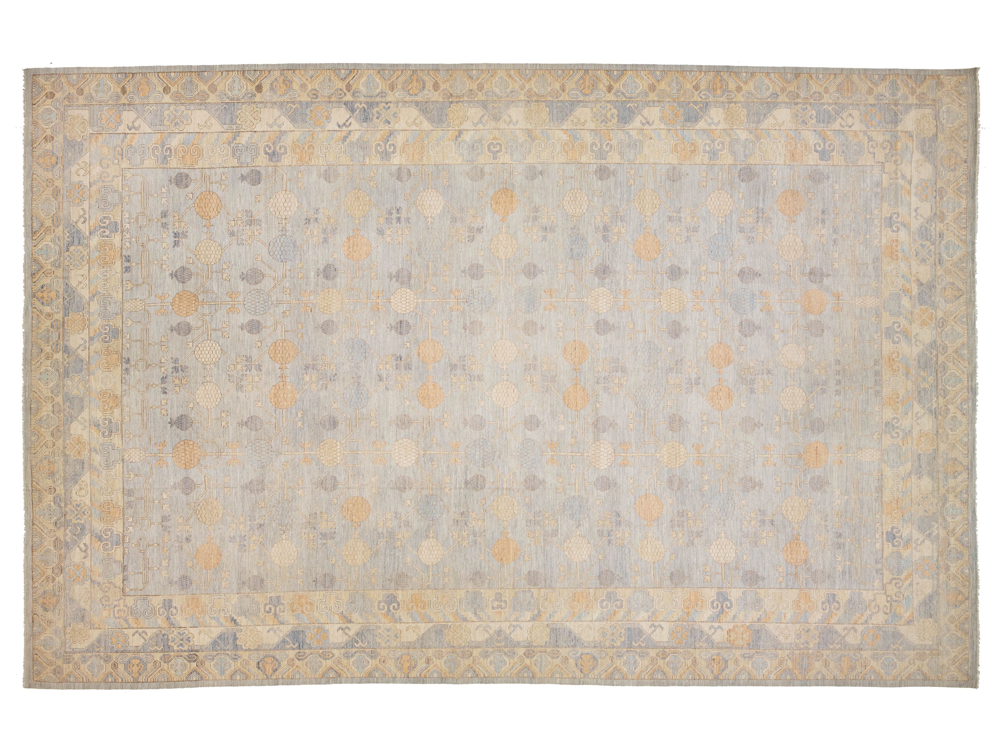 Modern Khotan Wool Rug 13 X 21