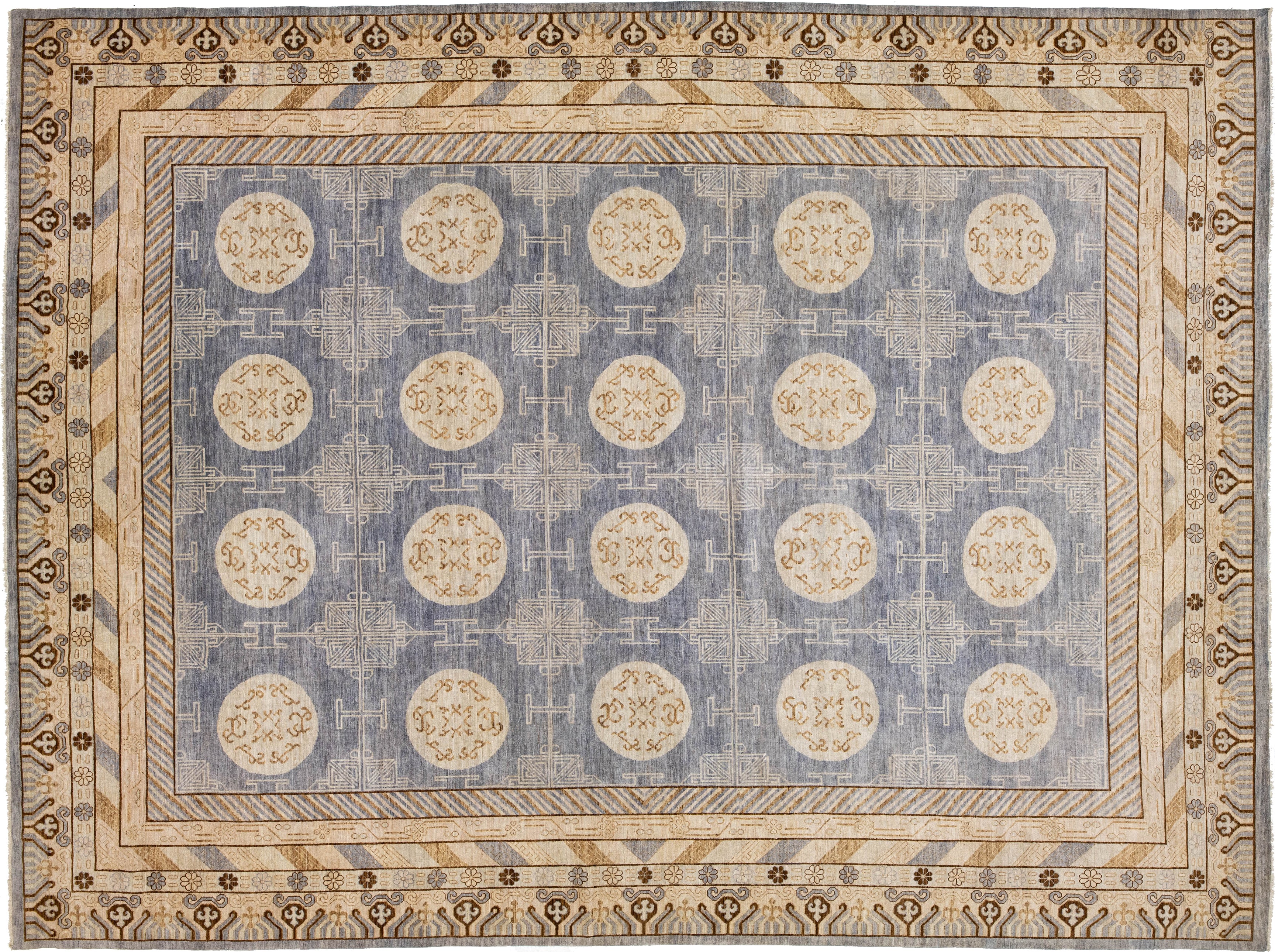 Modern Khotan Wool Rug 14 X 19