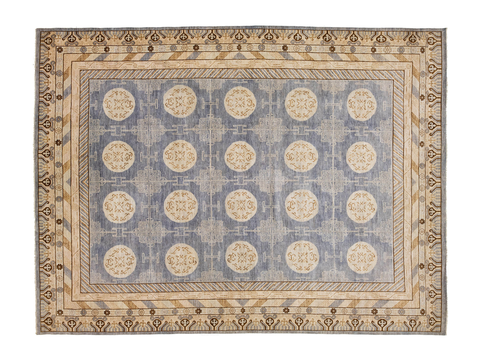 Modern Khotan Wool Rug 14 X 19