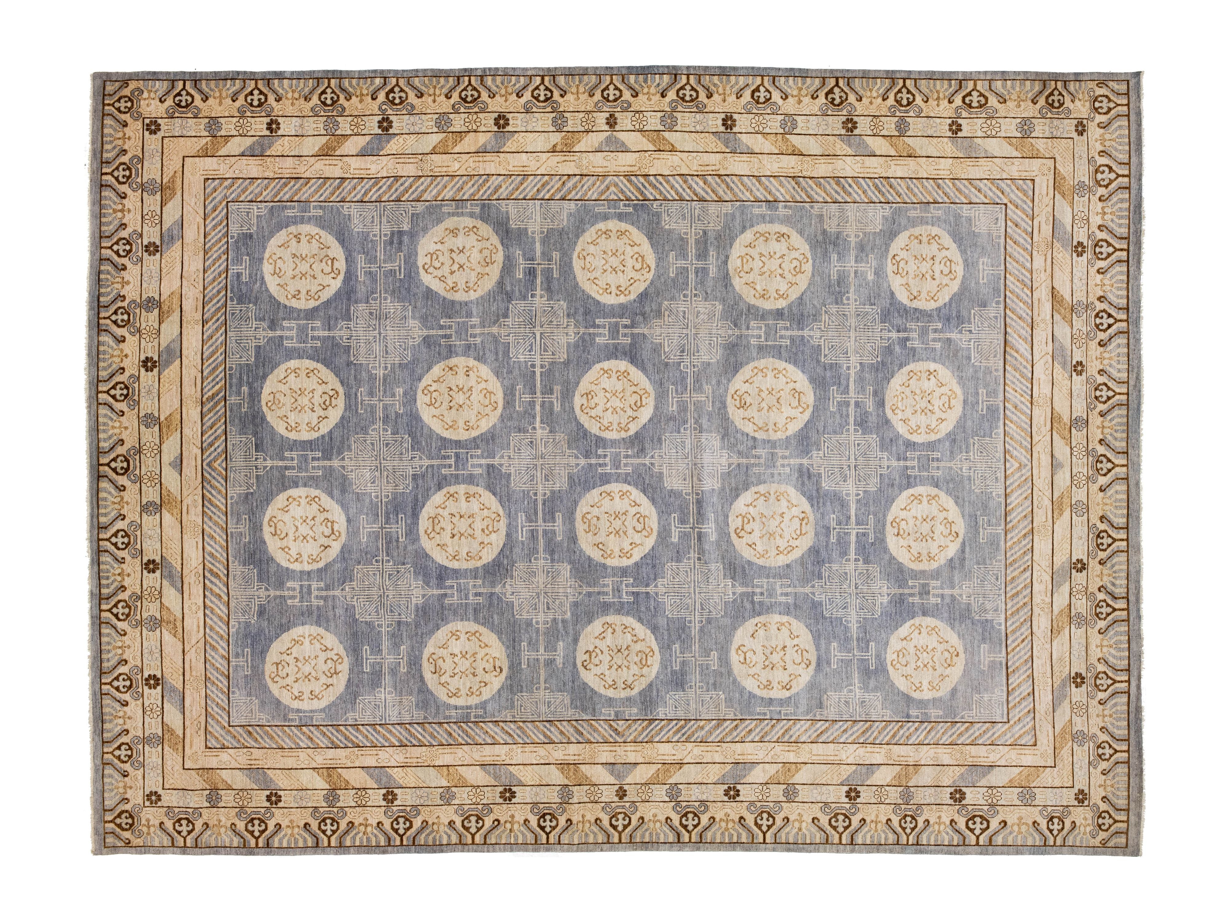 Modern Khotan Wool Rug 14 X 19