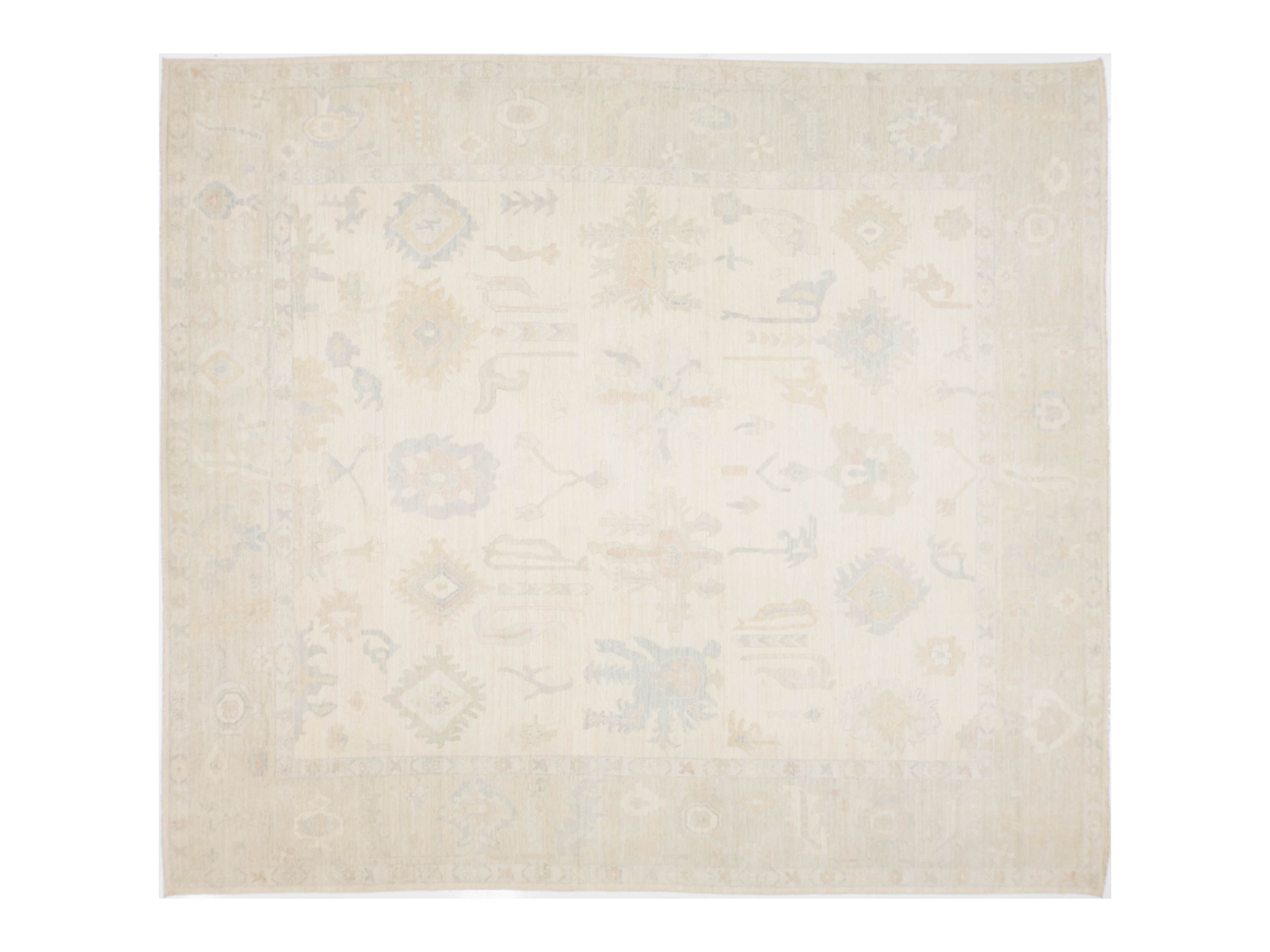 Modern Oushak Wool Rug 13 X 15