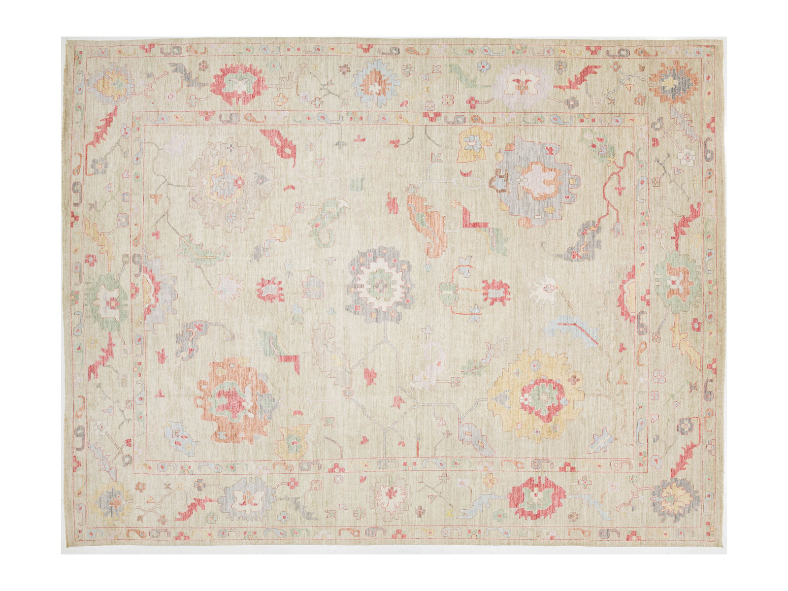 Modern Oushak Wool Rug 13 X 17