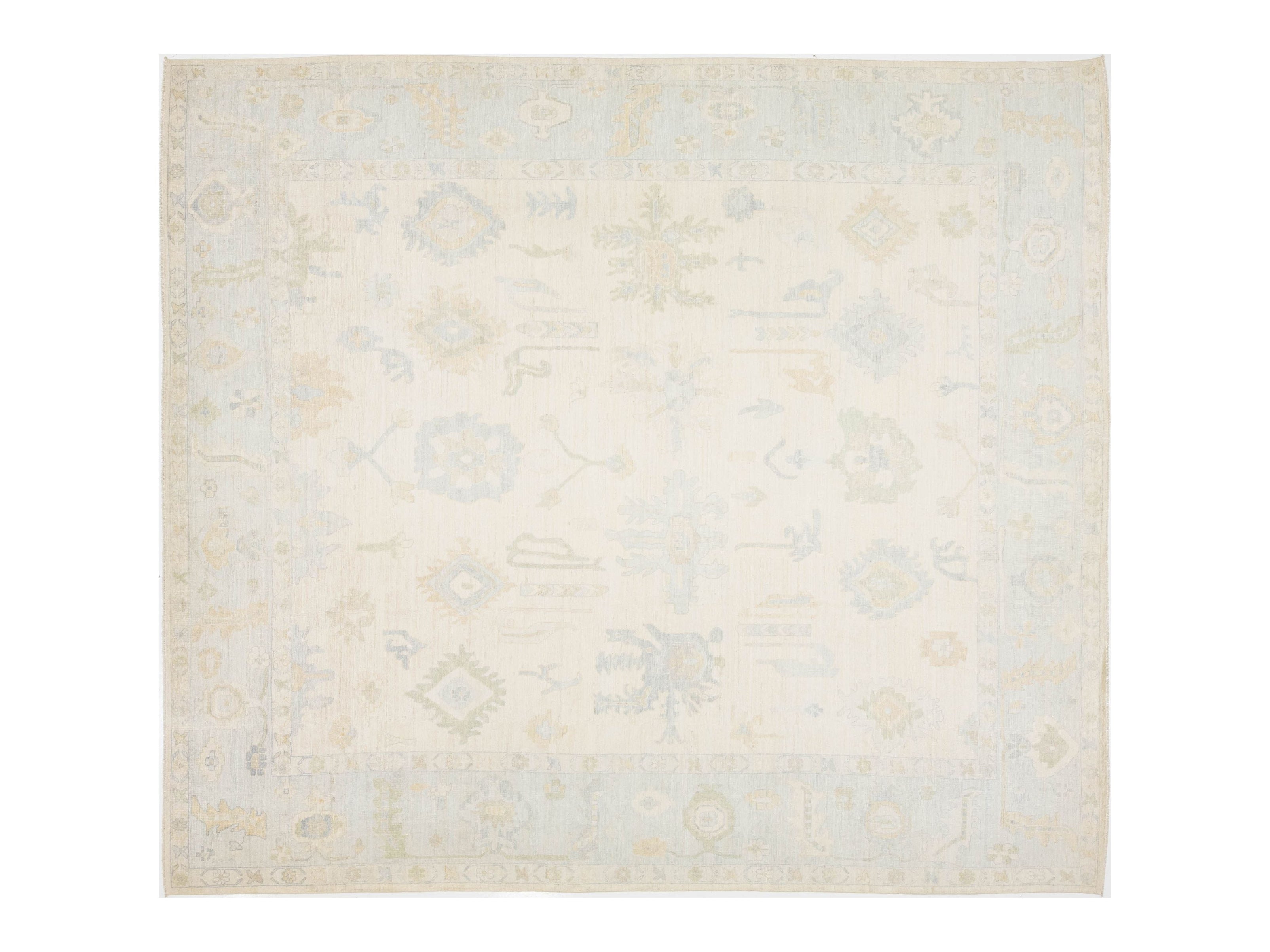 Modern Oushak Wool Rug 13 X 15