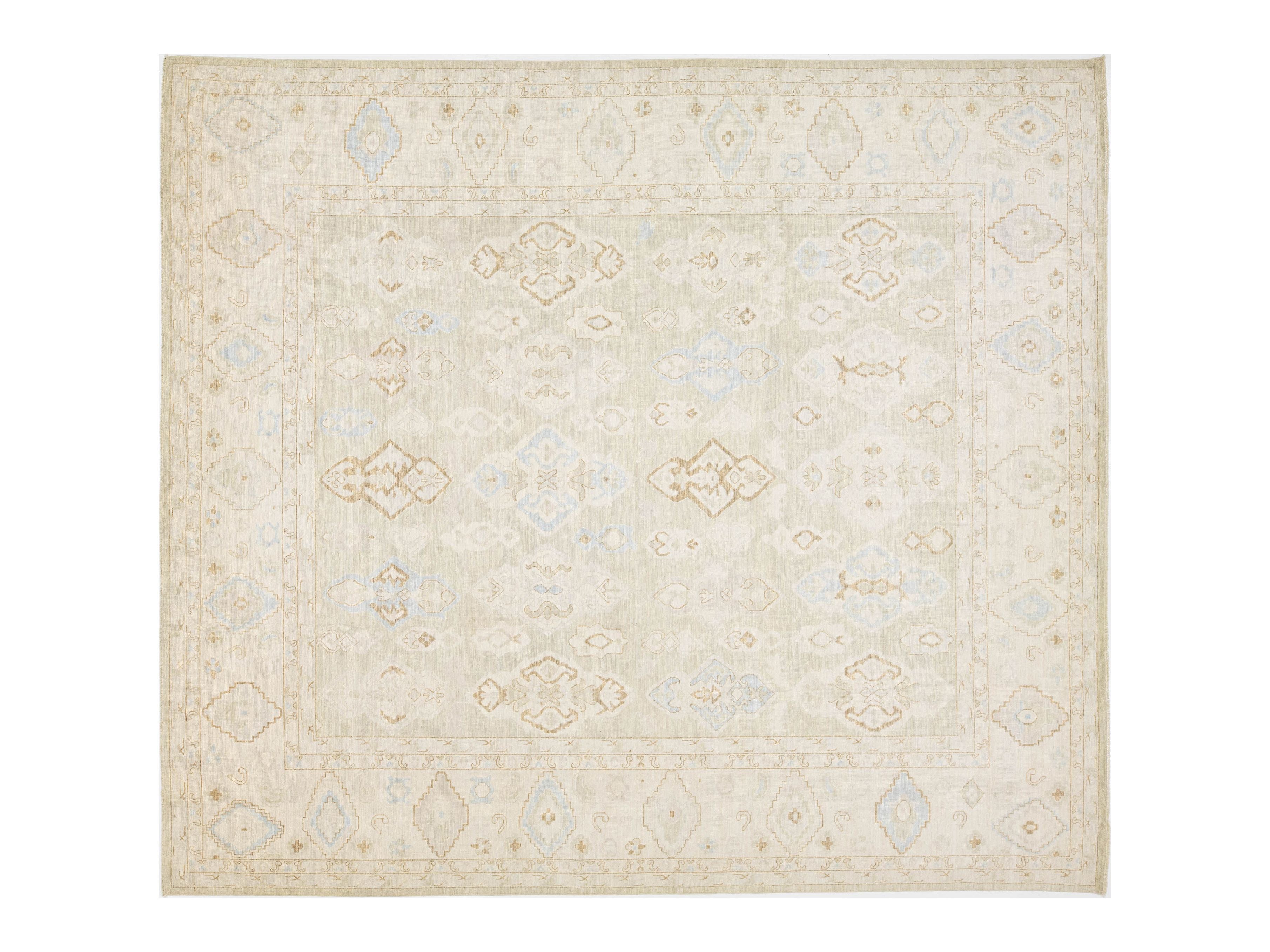 Modern Oushak Wool Rug 13 X 15