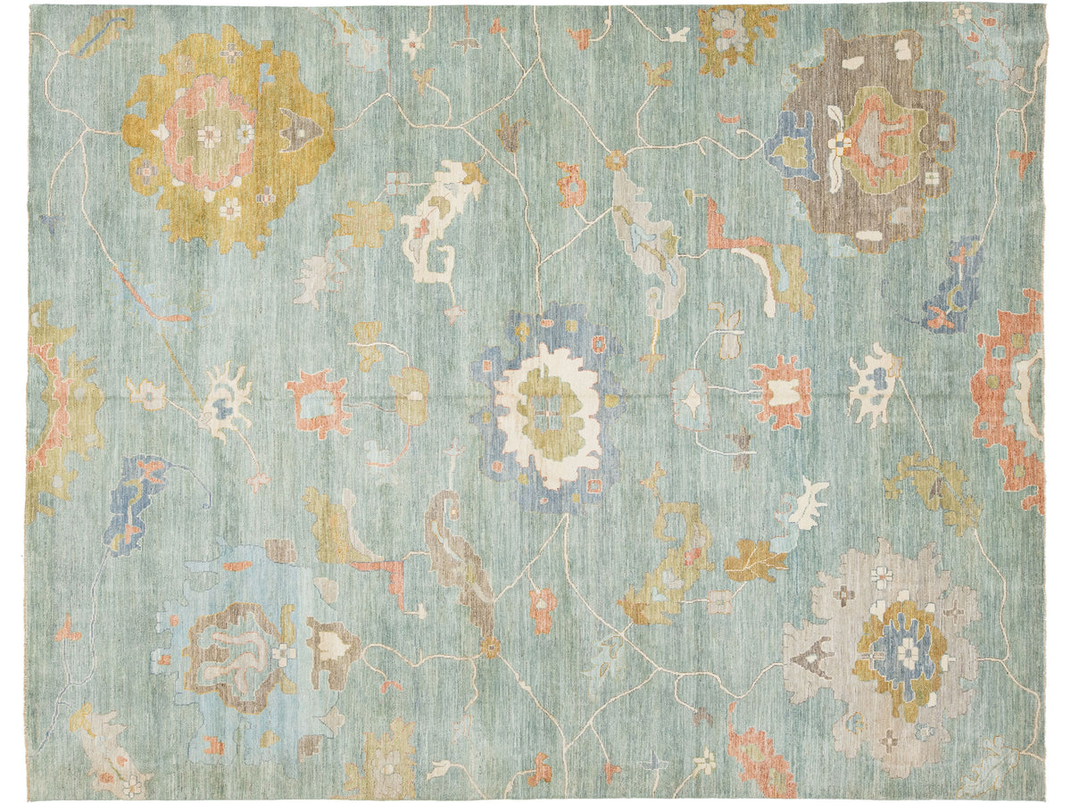 Modern Oushak Wool Rug 12 X 15