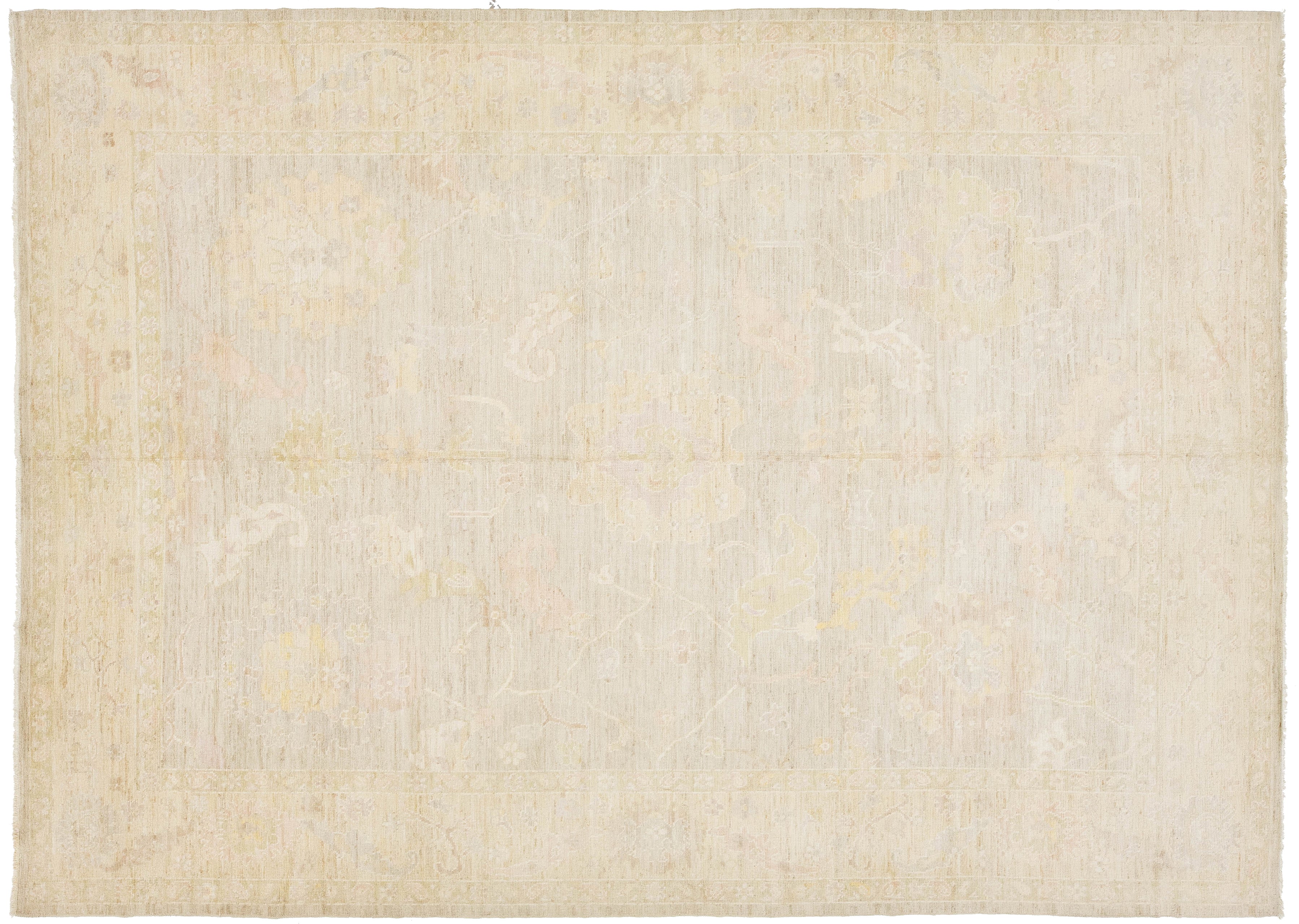 Modern Oushak Wool Rug 10 X 14