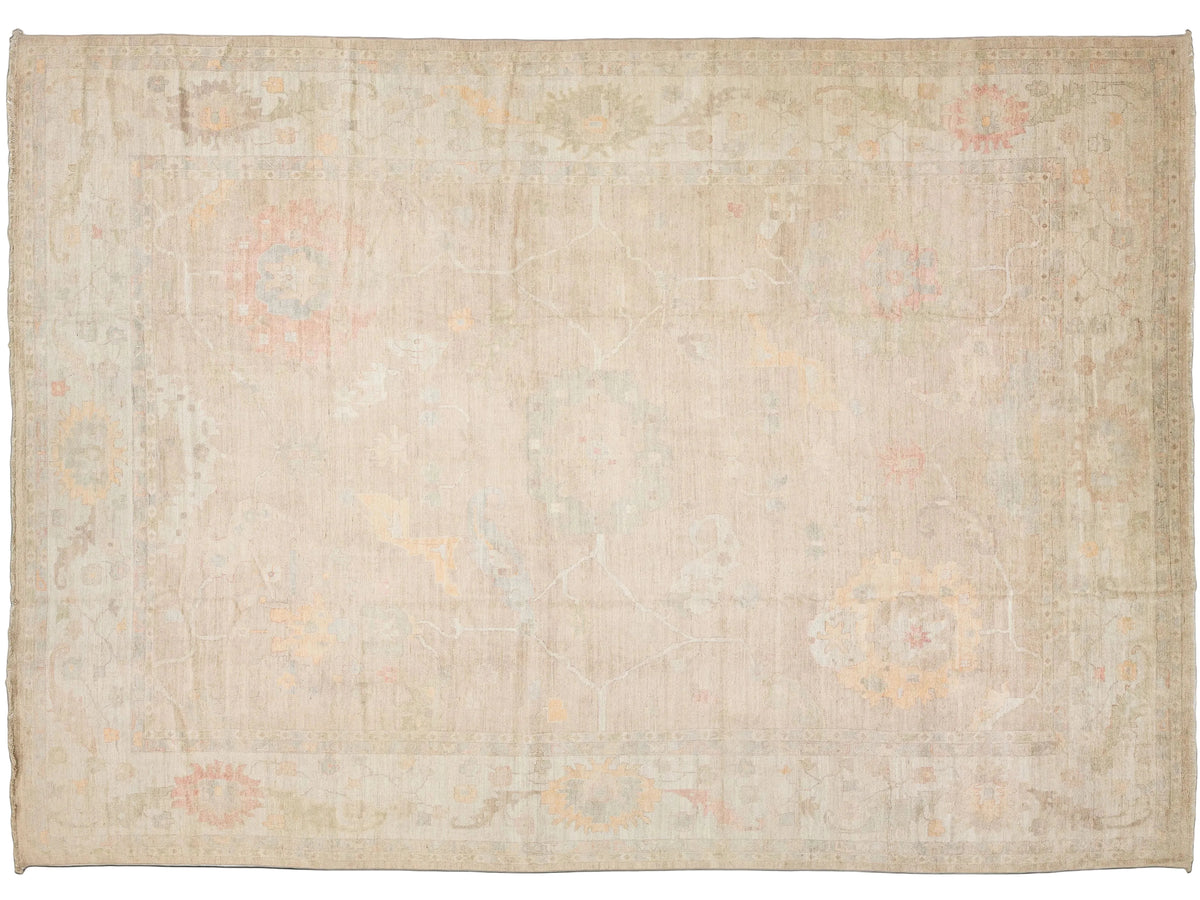 Modern Oushak Wool Rug 14 X 19