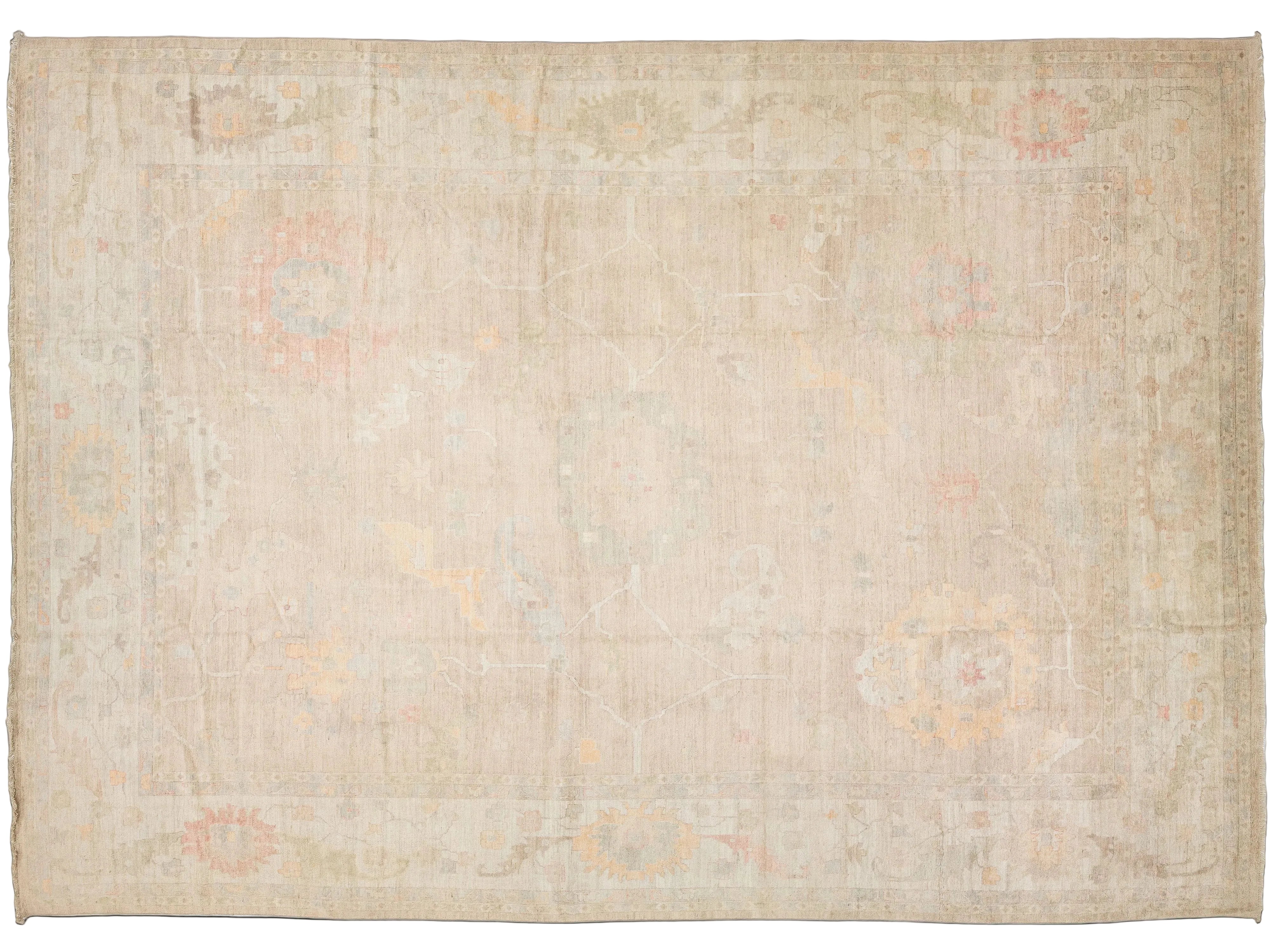 Modern Oushak Wool Rug 14 X 19