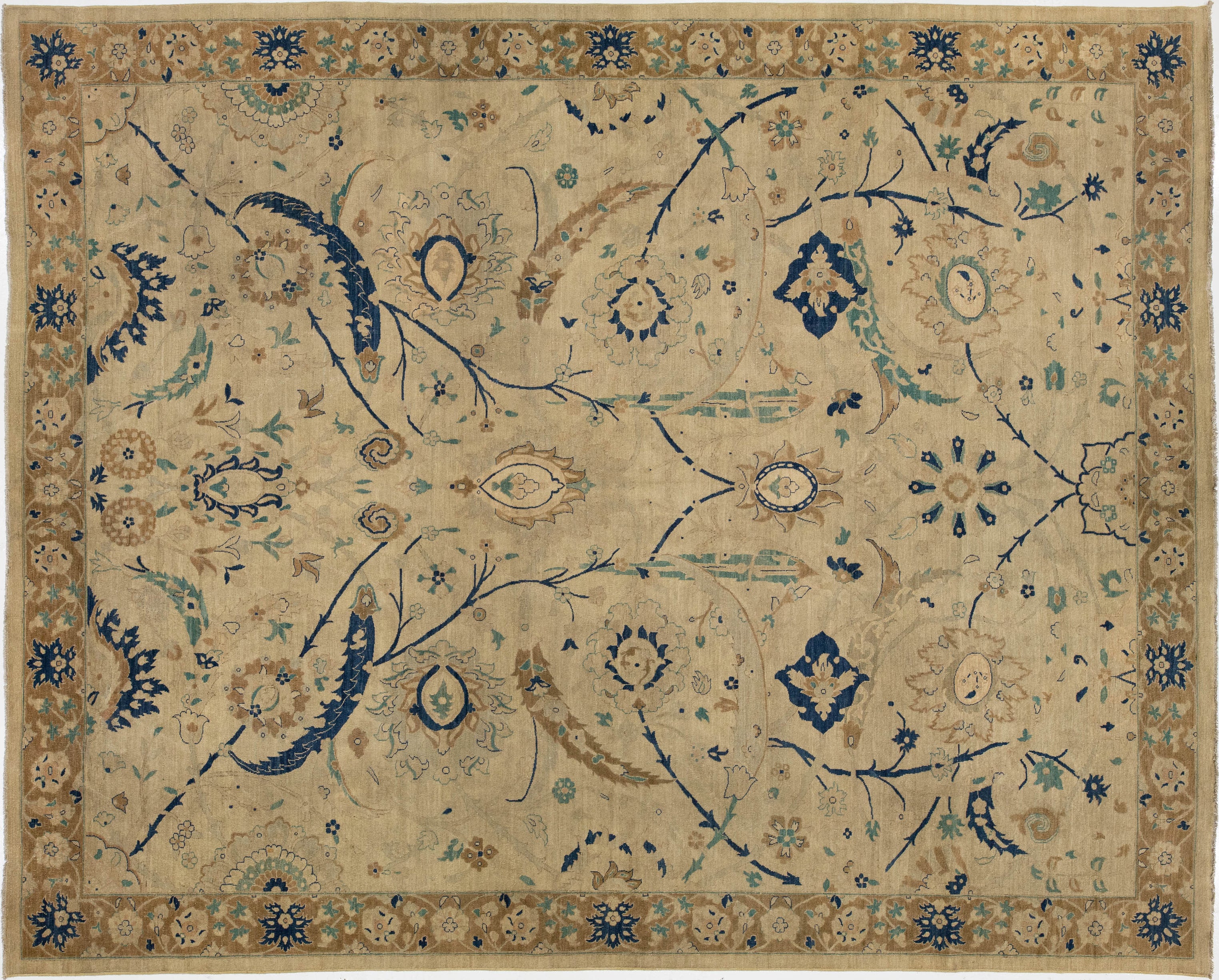 Vintage Tabriz Wool Rug 12 X 15