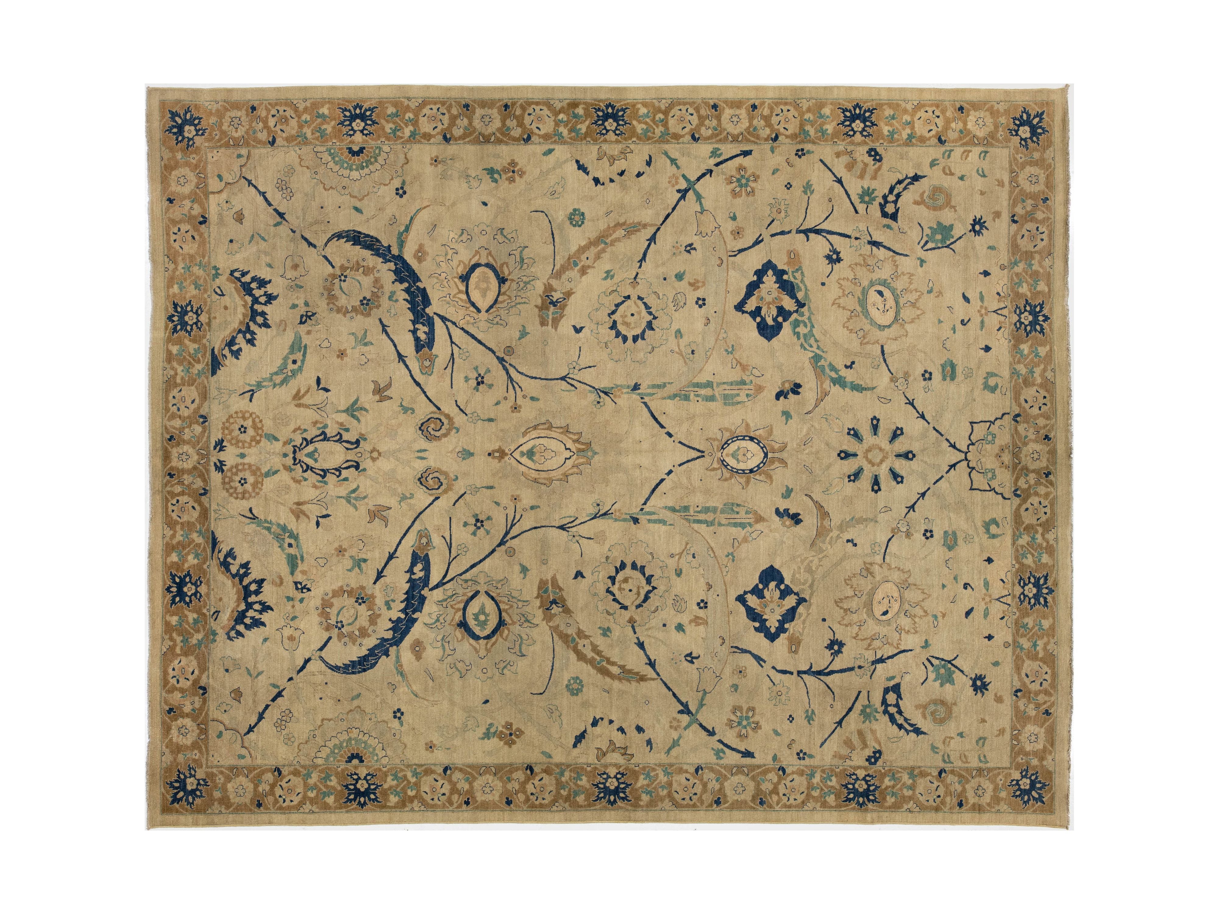 Vintage Tabriz Wool Rug 12 X 15
