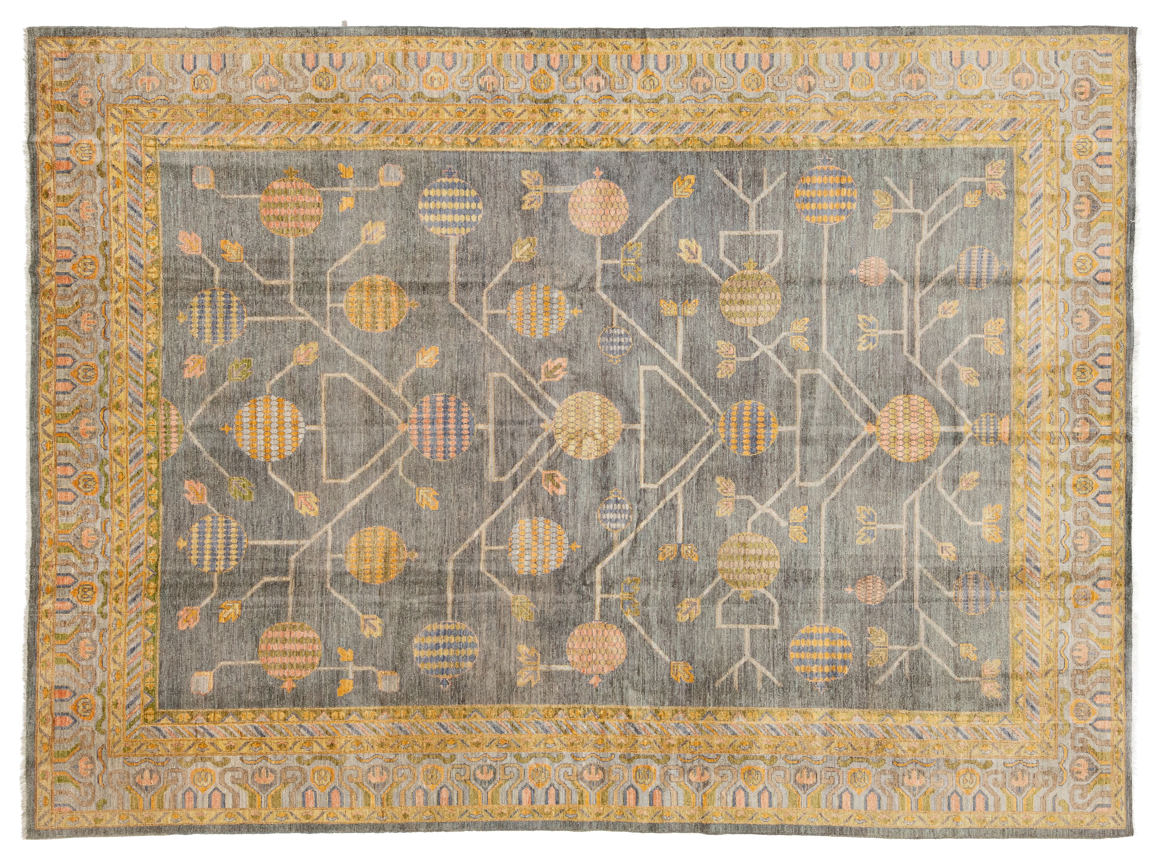 Modern Khotan Wool Rug 10 X 14