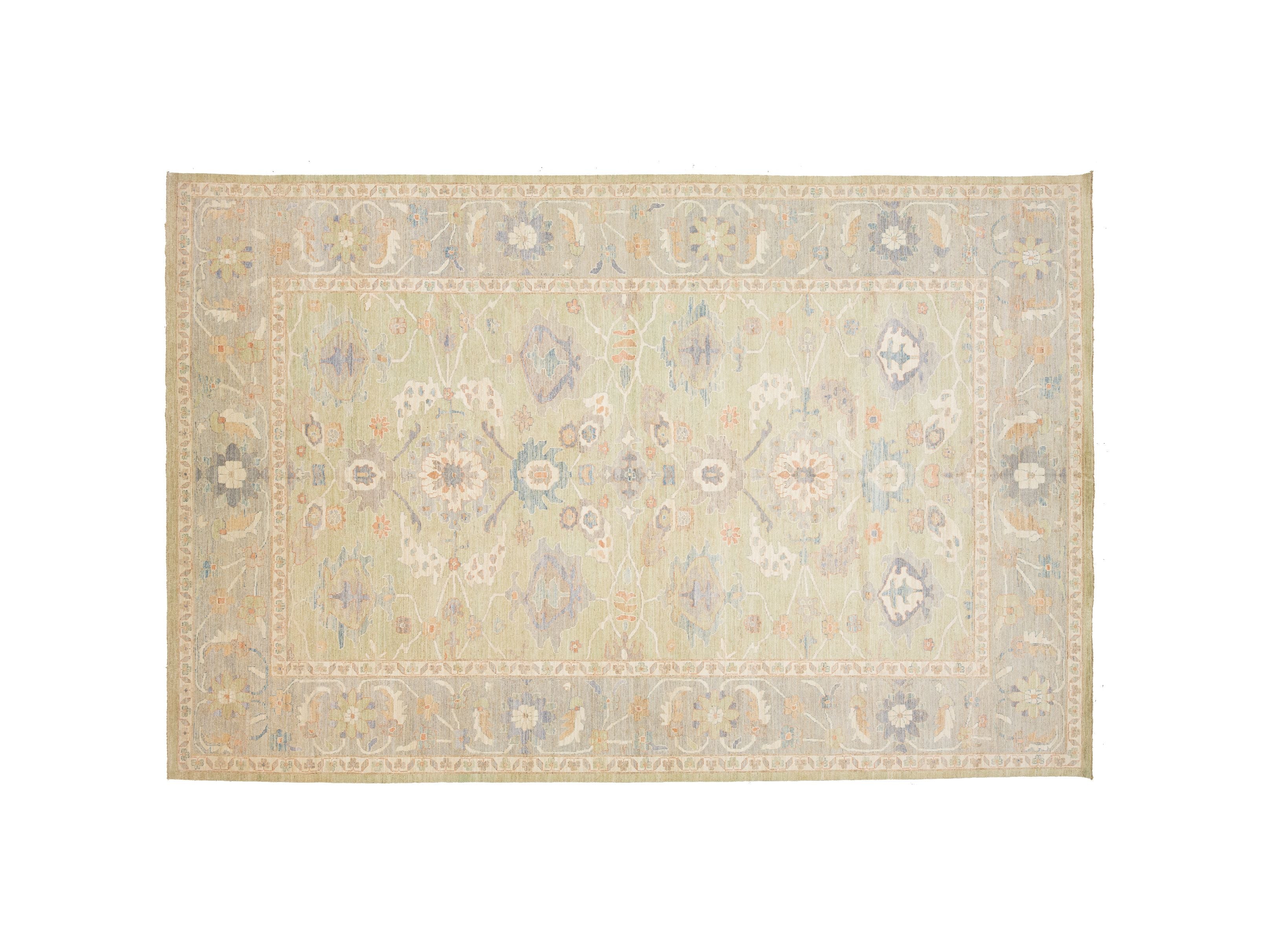 Modern Oushak Wool Rug 12 X 19