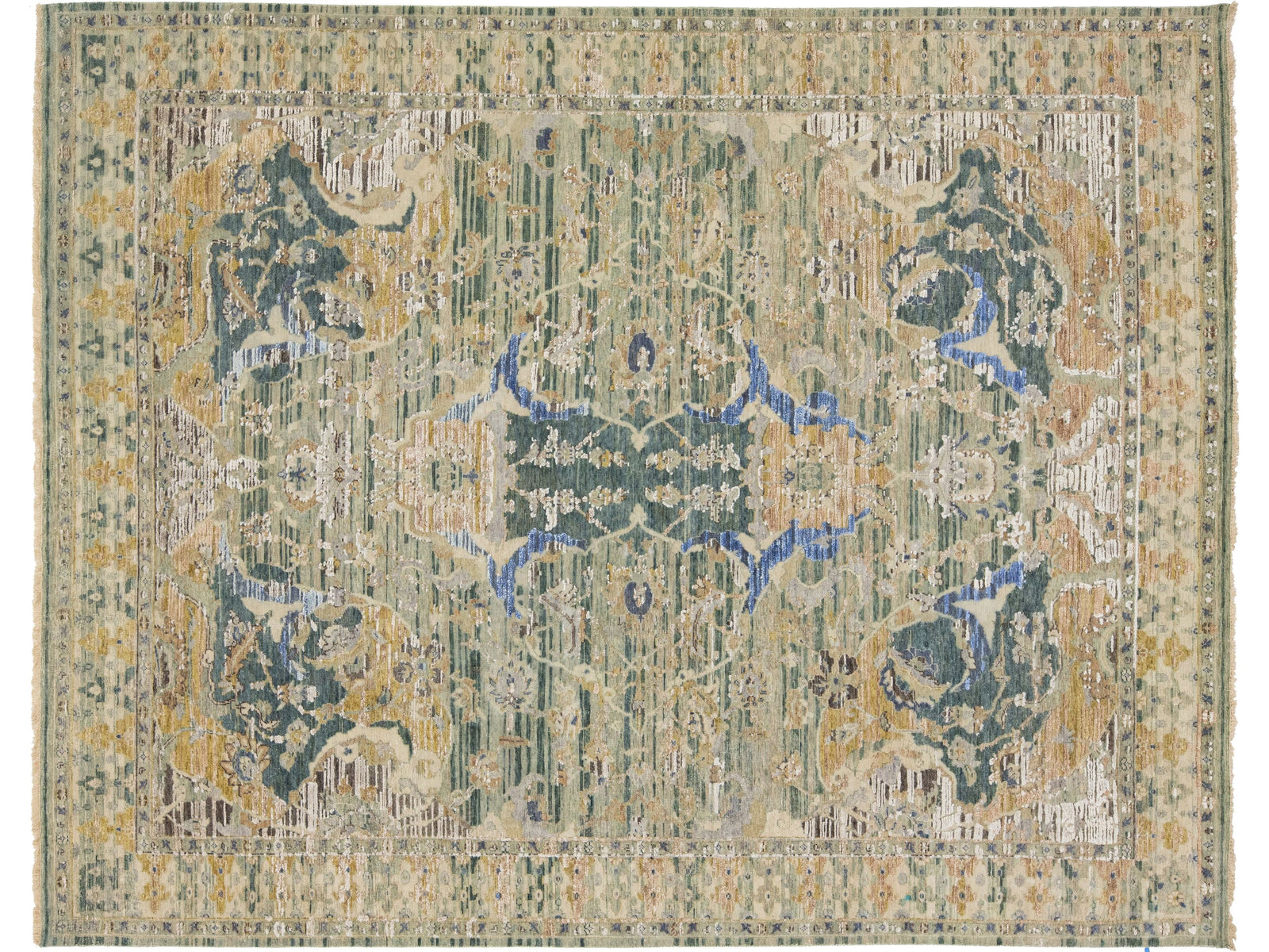 Modern Artisan Indian Wool and Silk Rug 8 X 10