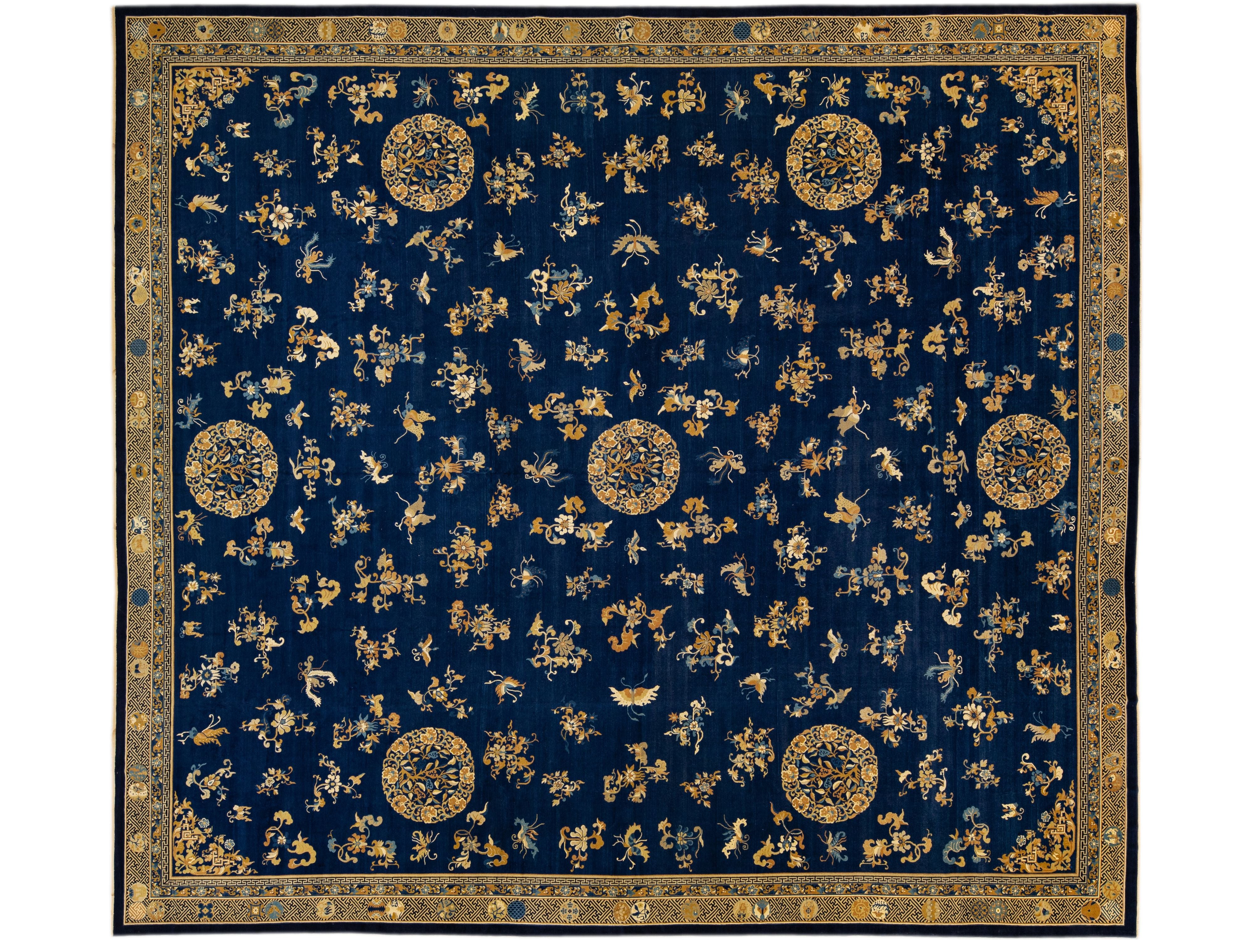 Antique Chinese Peking Wool Rug 19 X 21