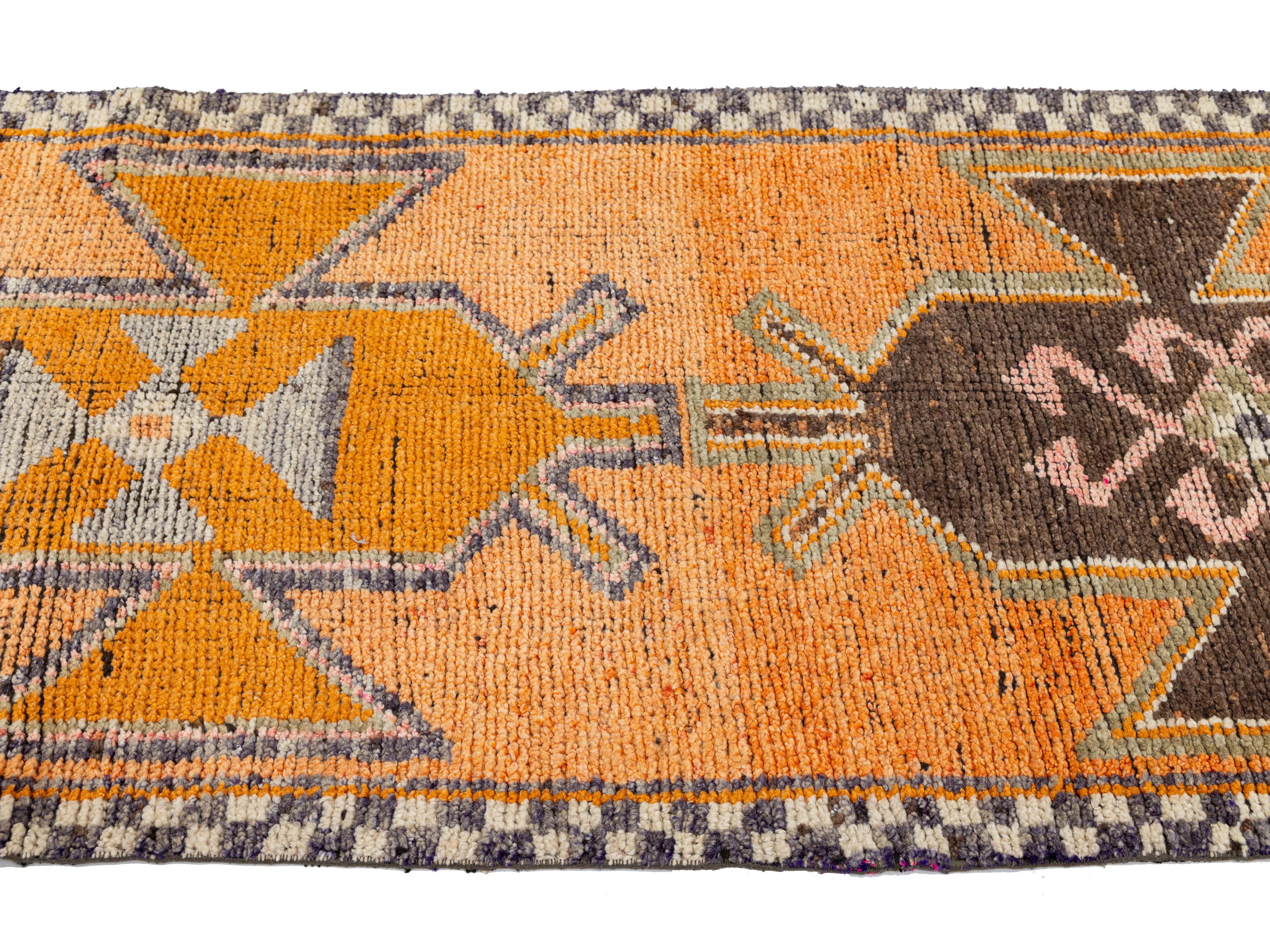 Vintage Turkish Wool Runner Rug 3 X 11