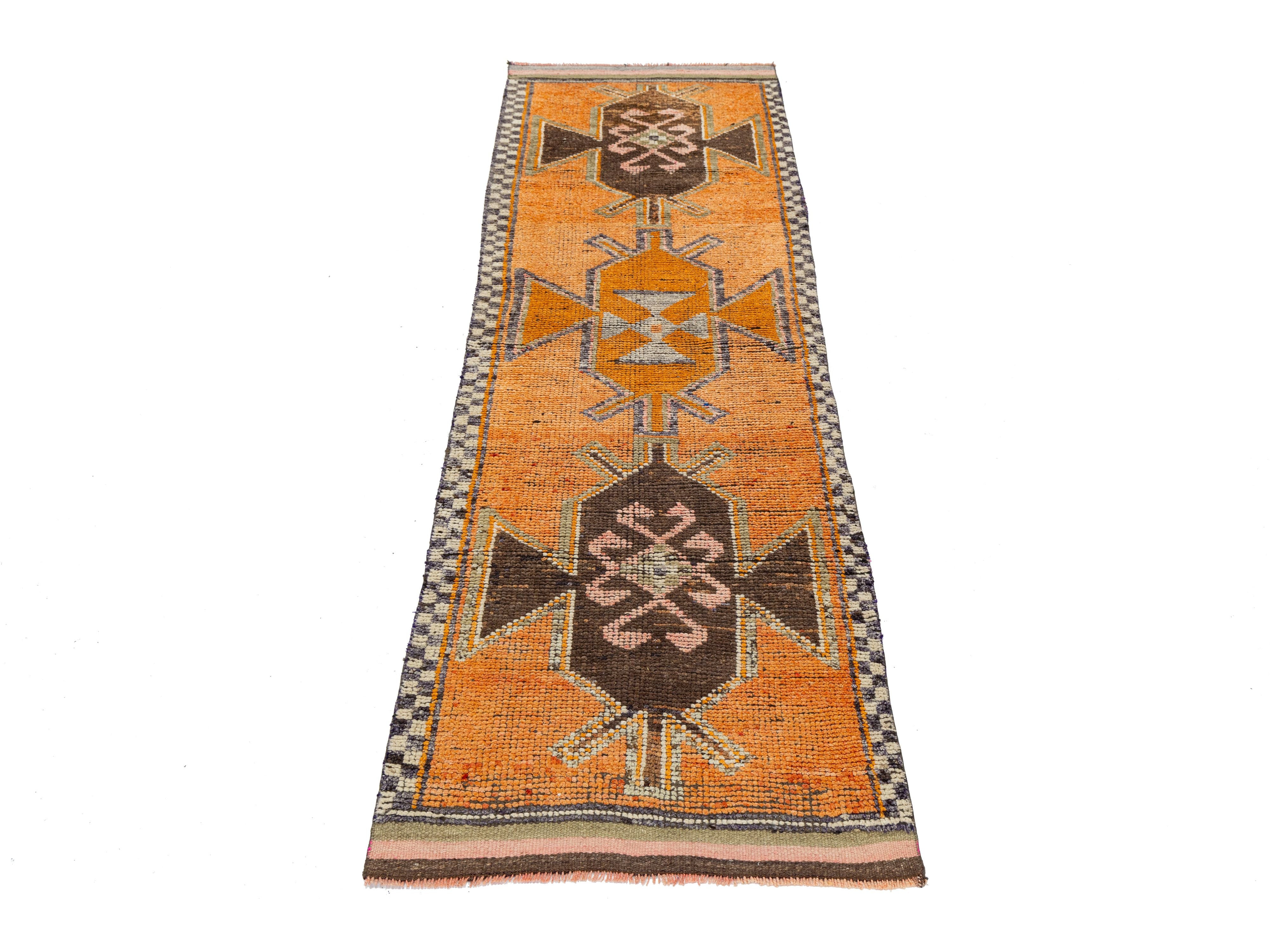 Vintage Turkish Wool Runner Rug 3 X 11