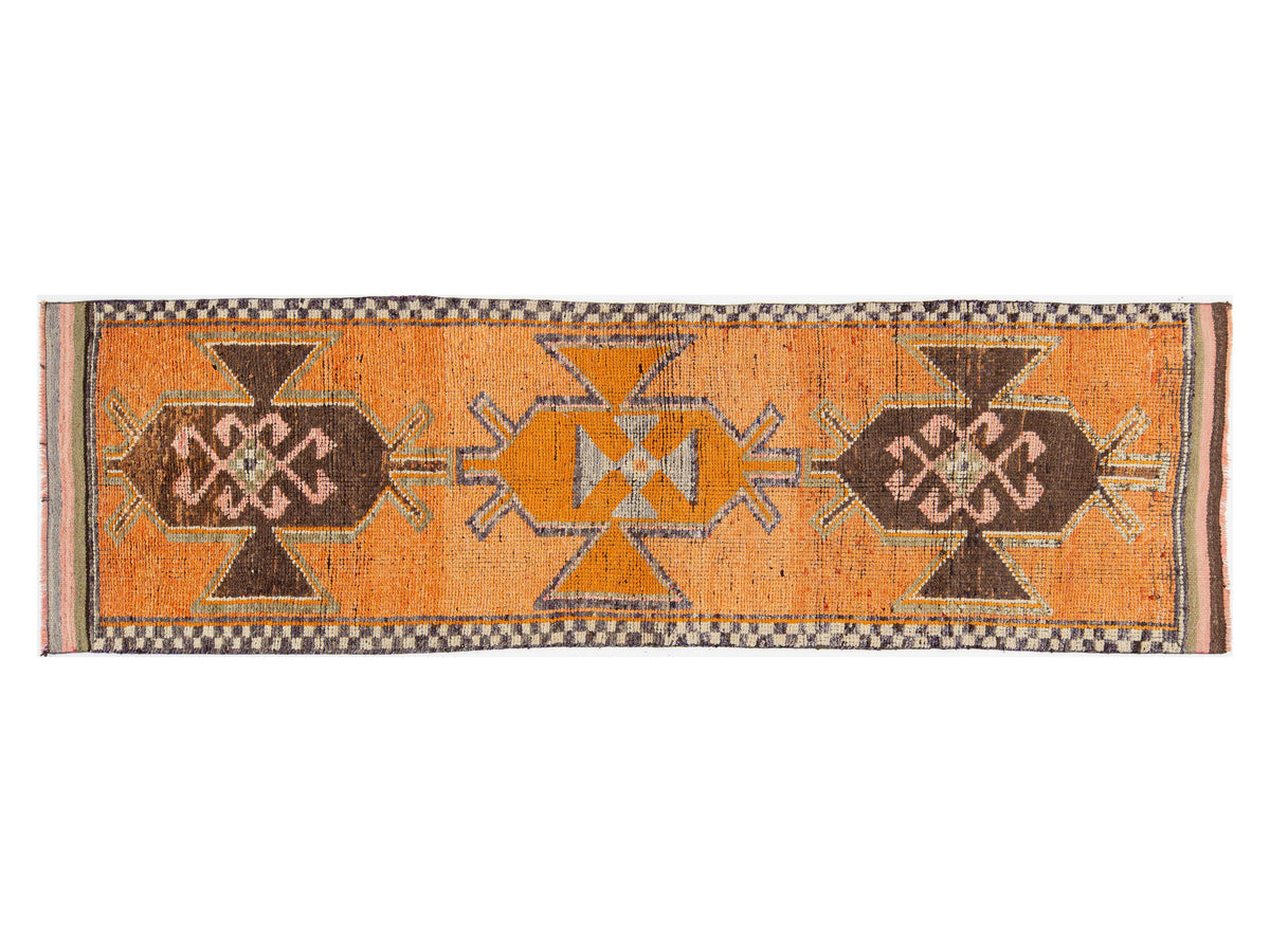 Vintage Turkish Wool Runner Rug 3 X 11
