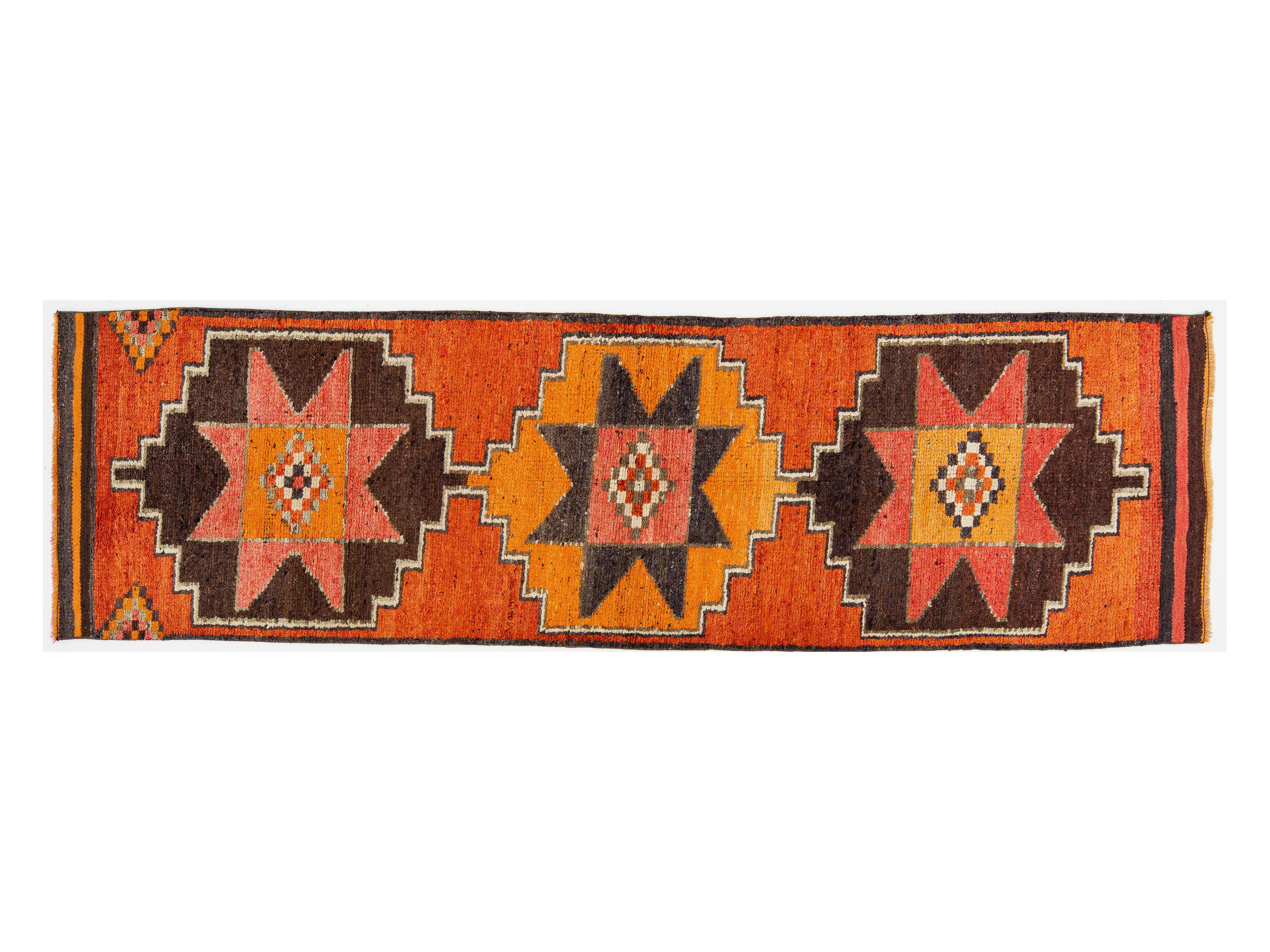 Vintage Turkish Wool Runner Rug 3 X 10