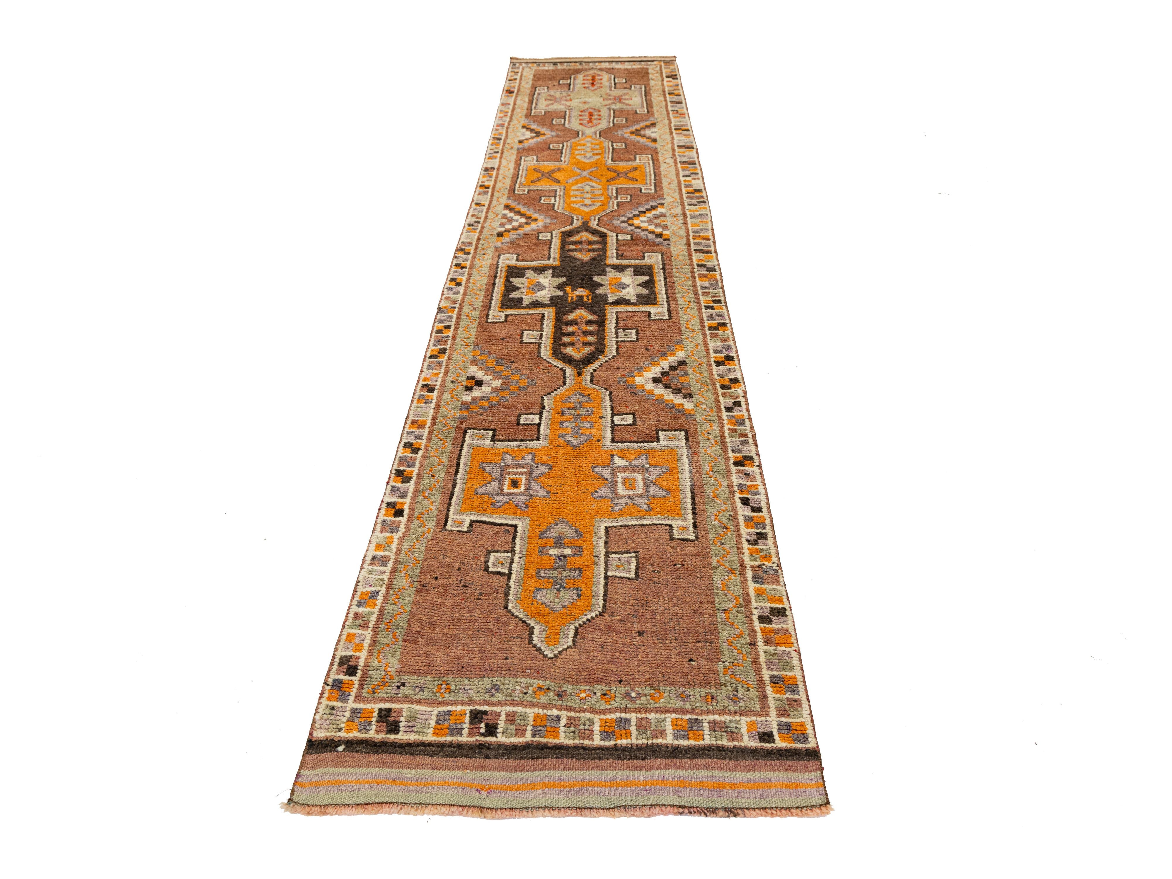 Vintage Turkish Wool Runner Rug 3 X 13