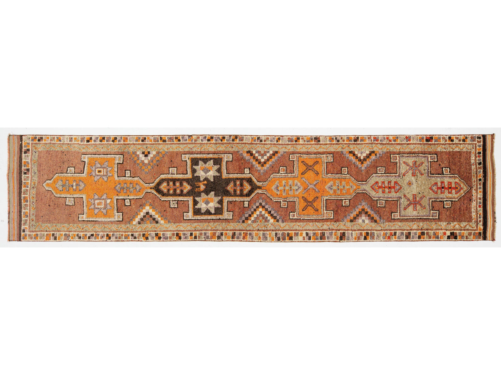 Vintage Turkish Wool Runner Rug 3 X 13