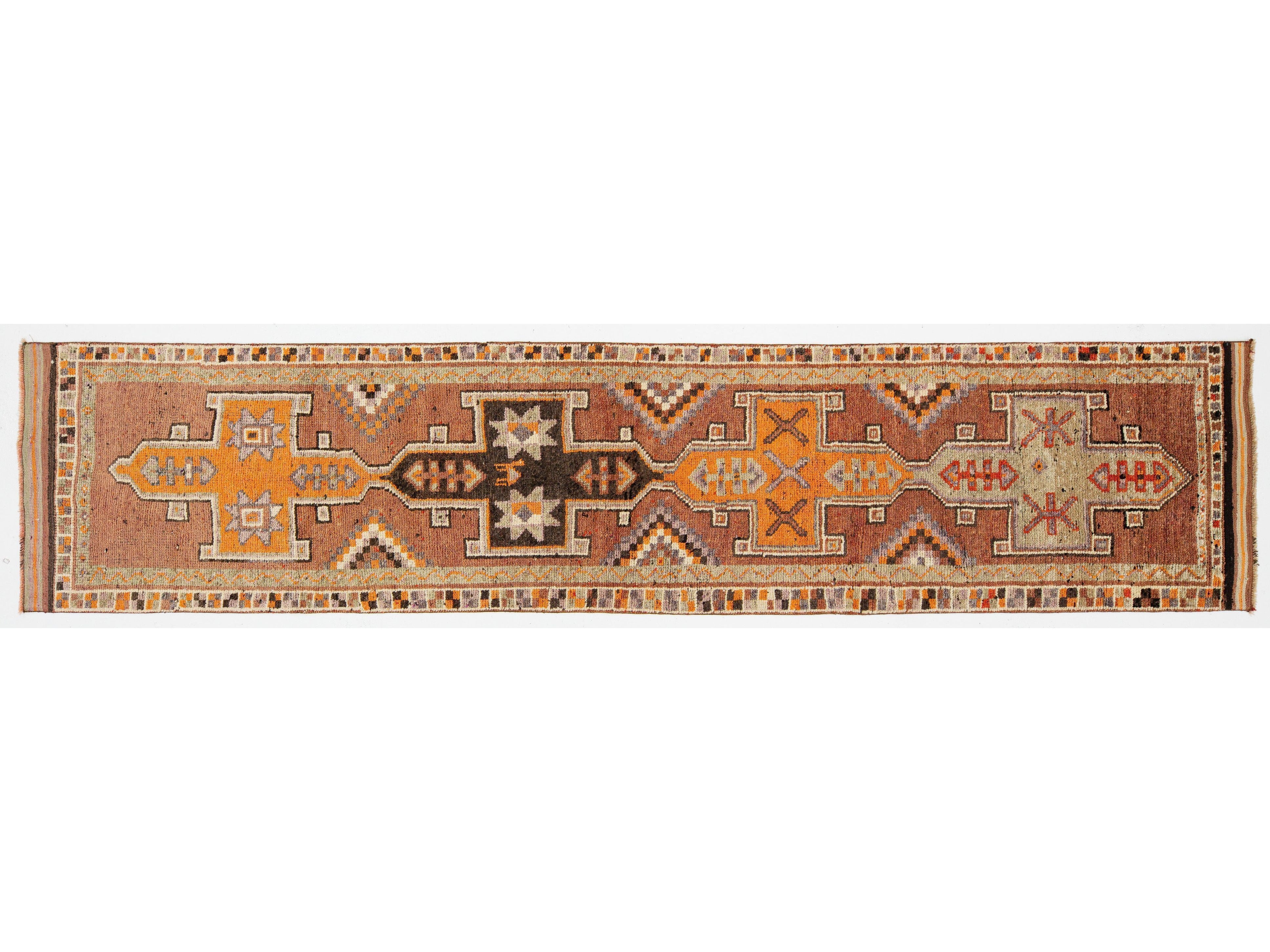 Vintage Turkish Wool Runner Rug 3 X 13