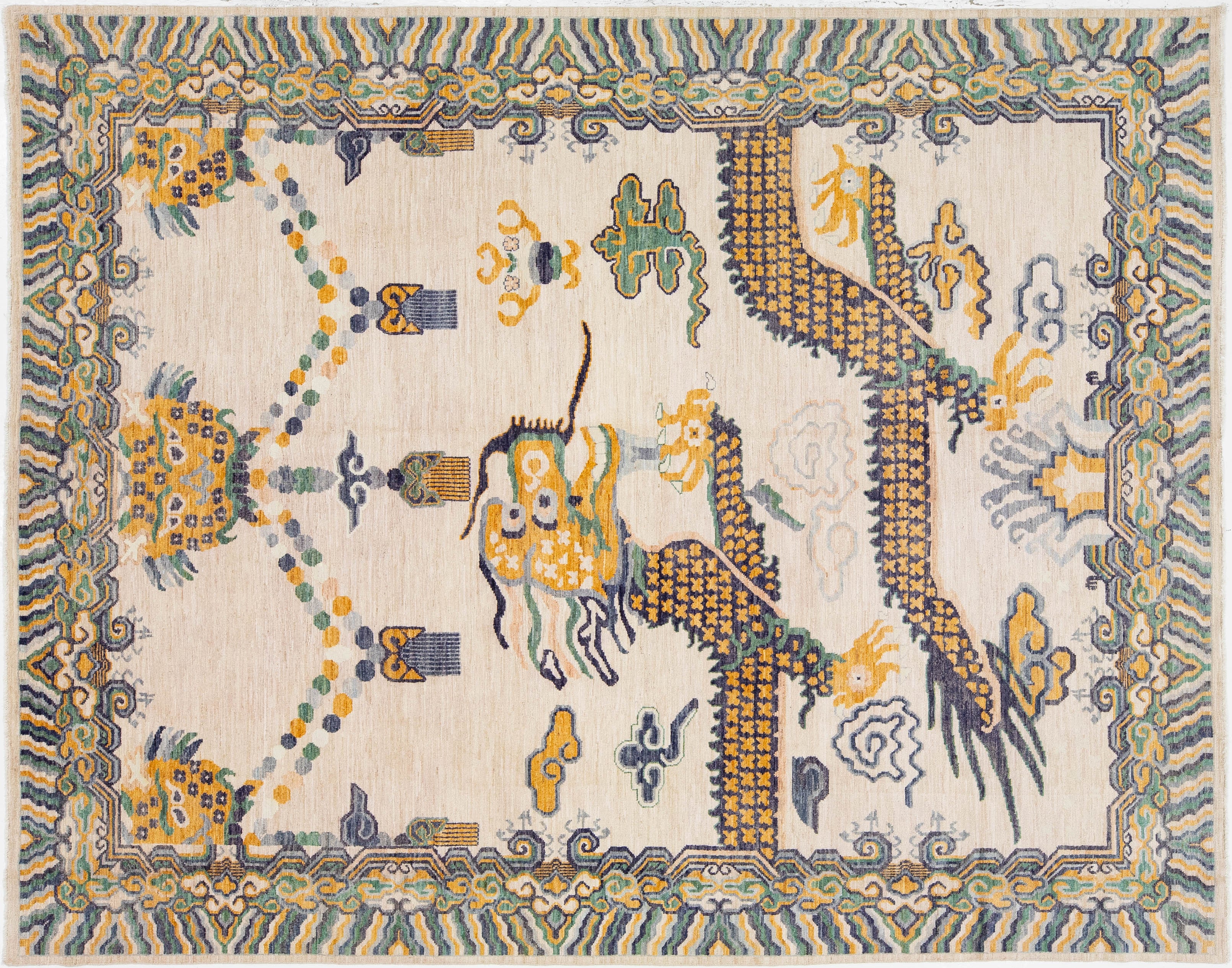 Modern Art Deco Dragon Chinese Wool Rug 9 X 12