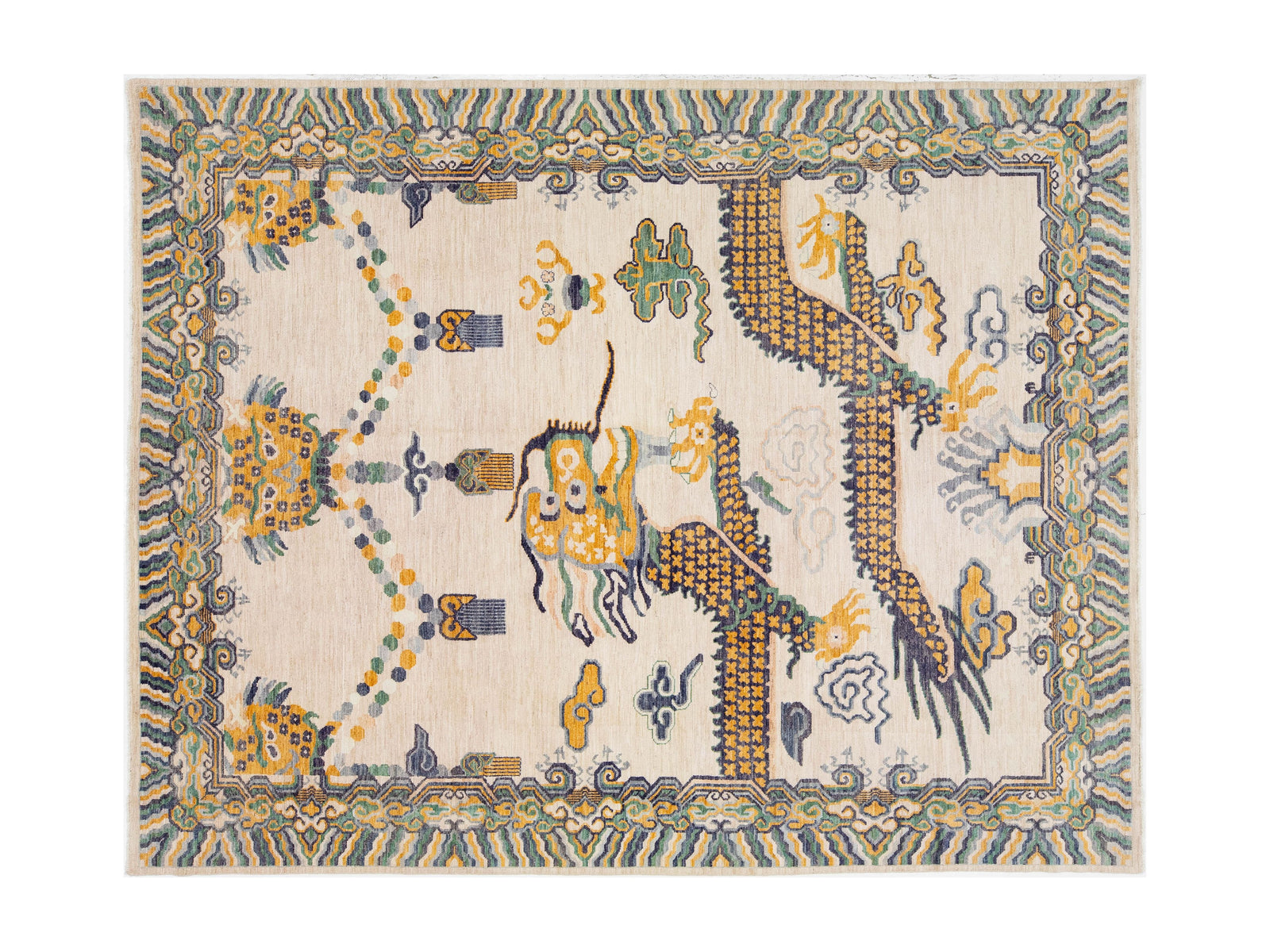 Modern Art Deco Dragon Chinese Wool Rug 9 X 12
