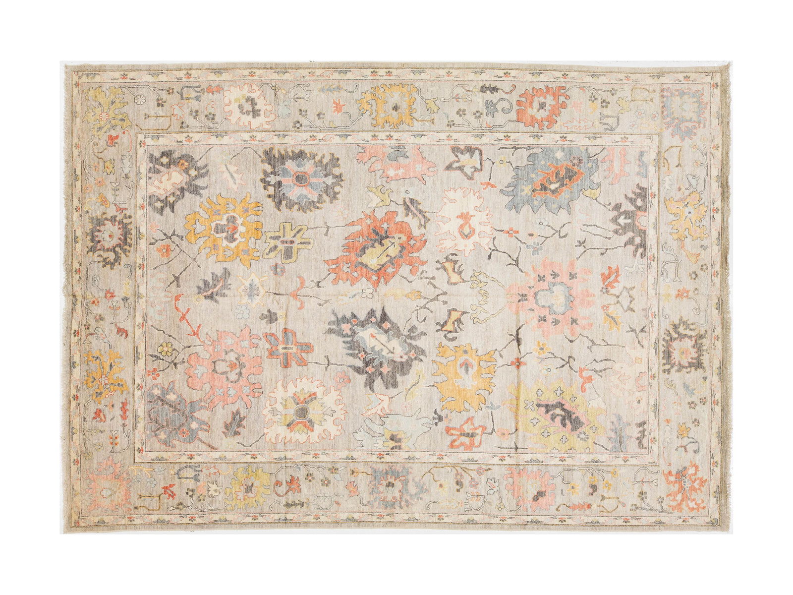 Modern Oushak Wool Rug 10 X 14