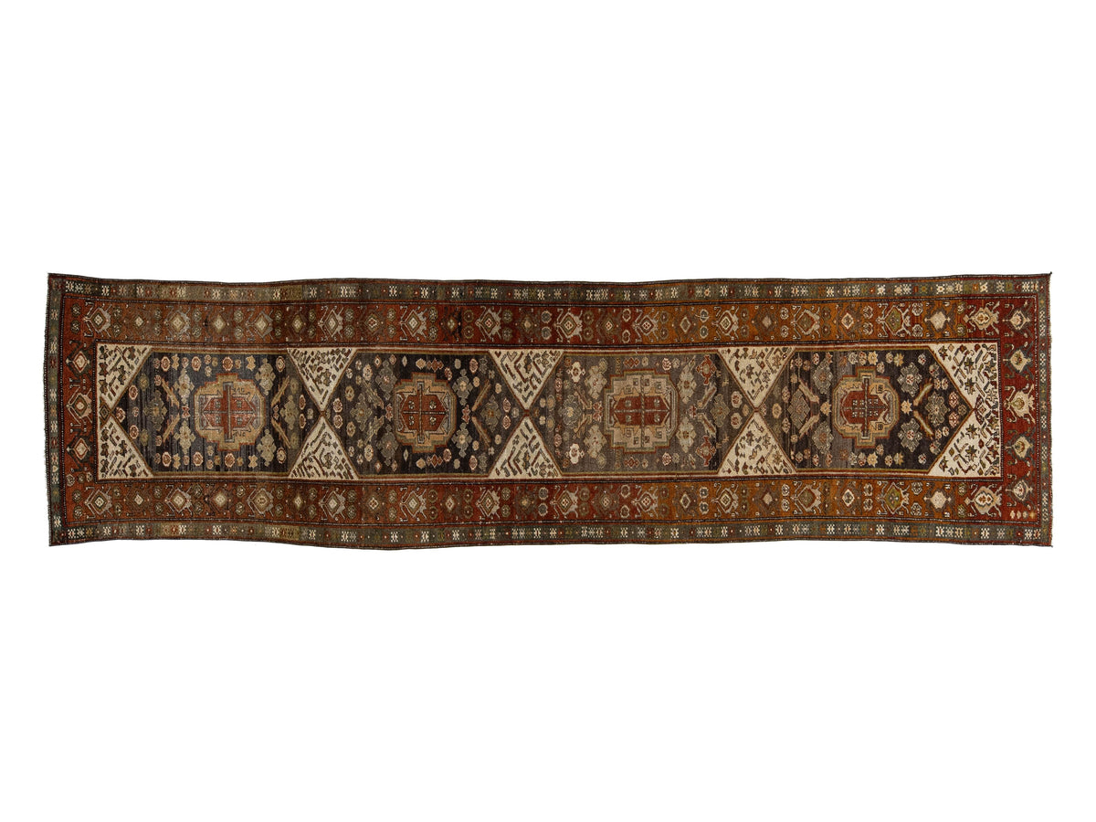 Antique Malayer Wool Runner 3 X 13