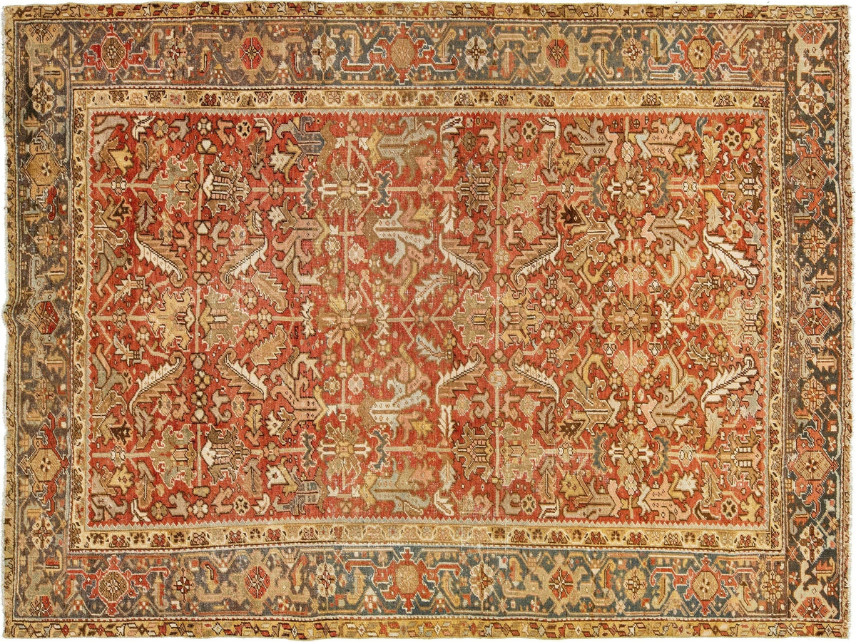 Antique Heriz Wool Rug 8 X 10