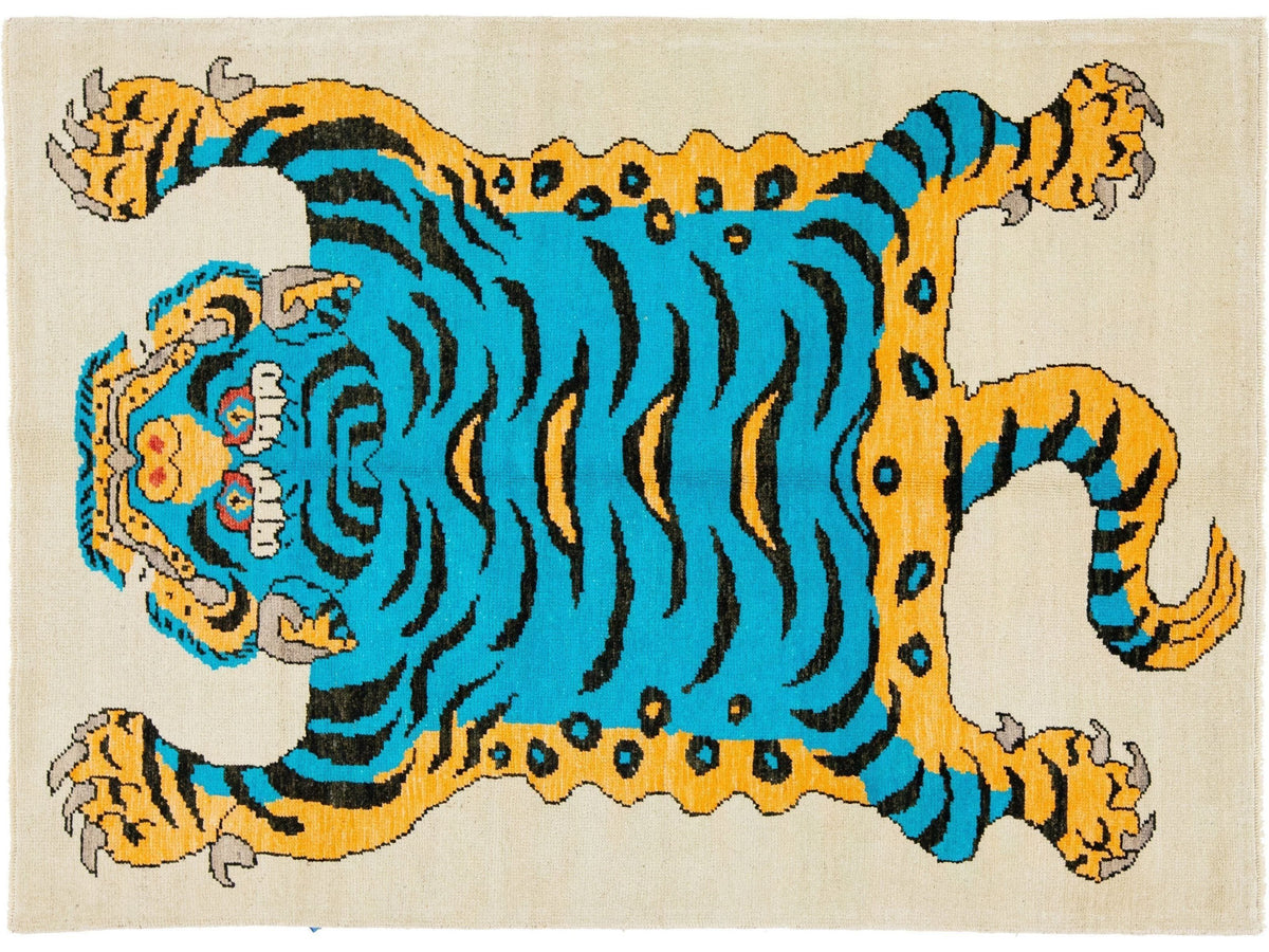 Modern Tiger Wool Rug 5 X 7
