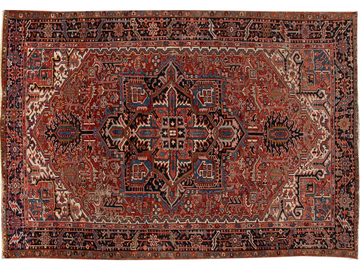 Antique Persian Heriz Wool Rug 8 x 10