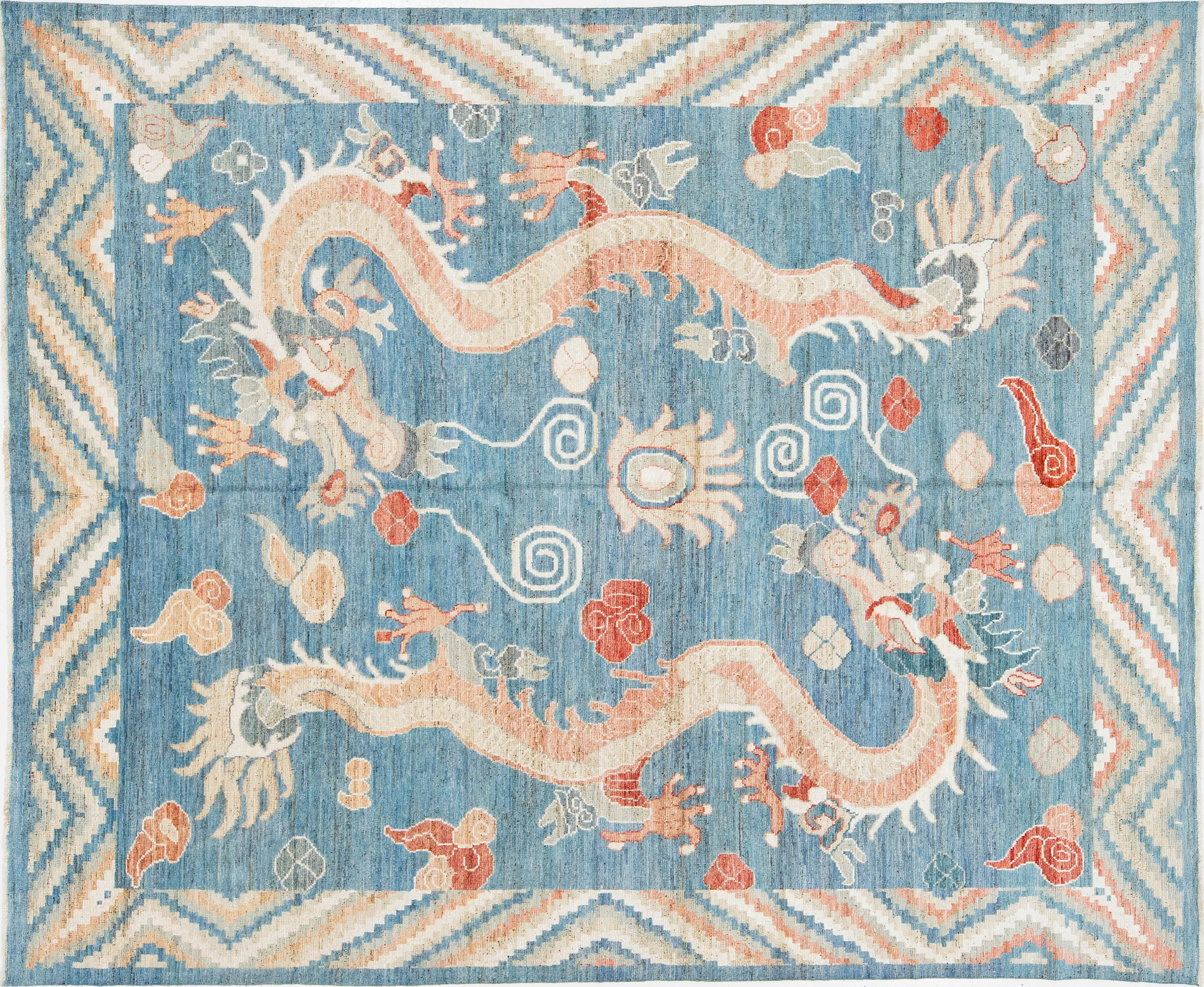 Modern Art Deco Dragon Chinese Wool Rug 8 X 10