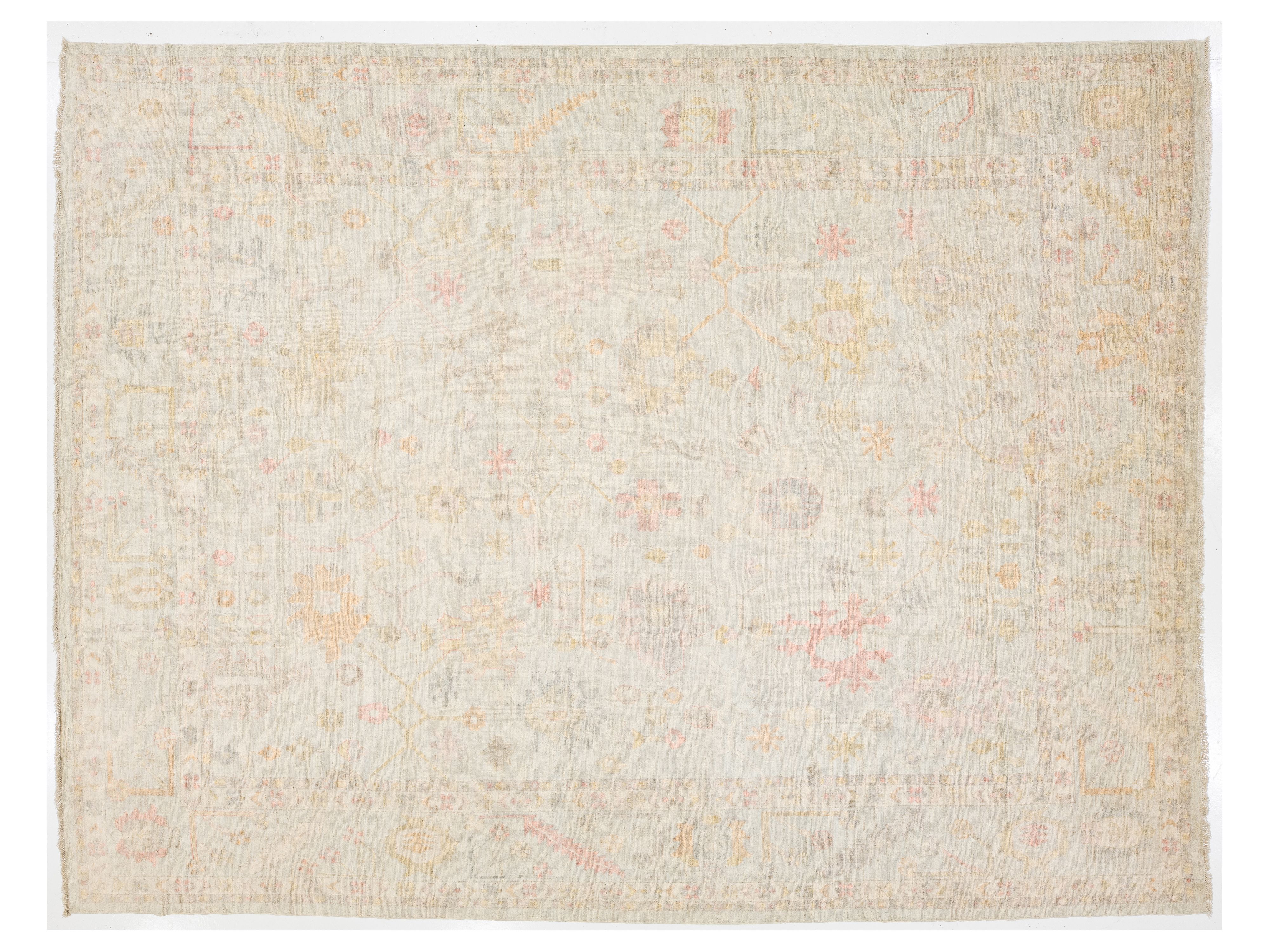 Modern Oushak Wool Rug 12 X 16