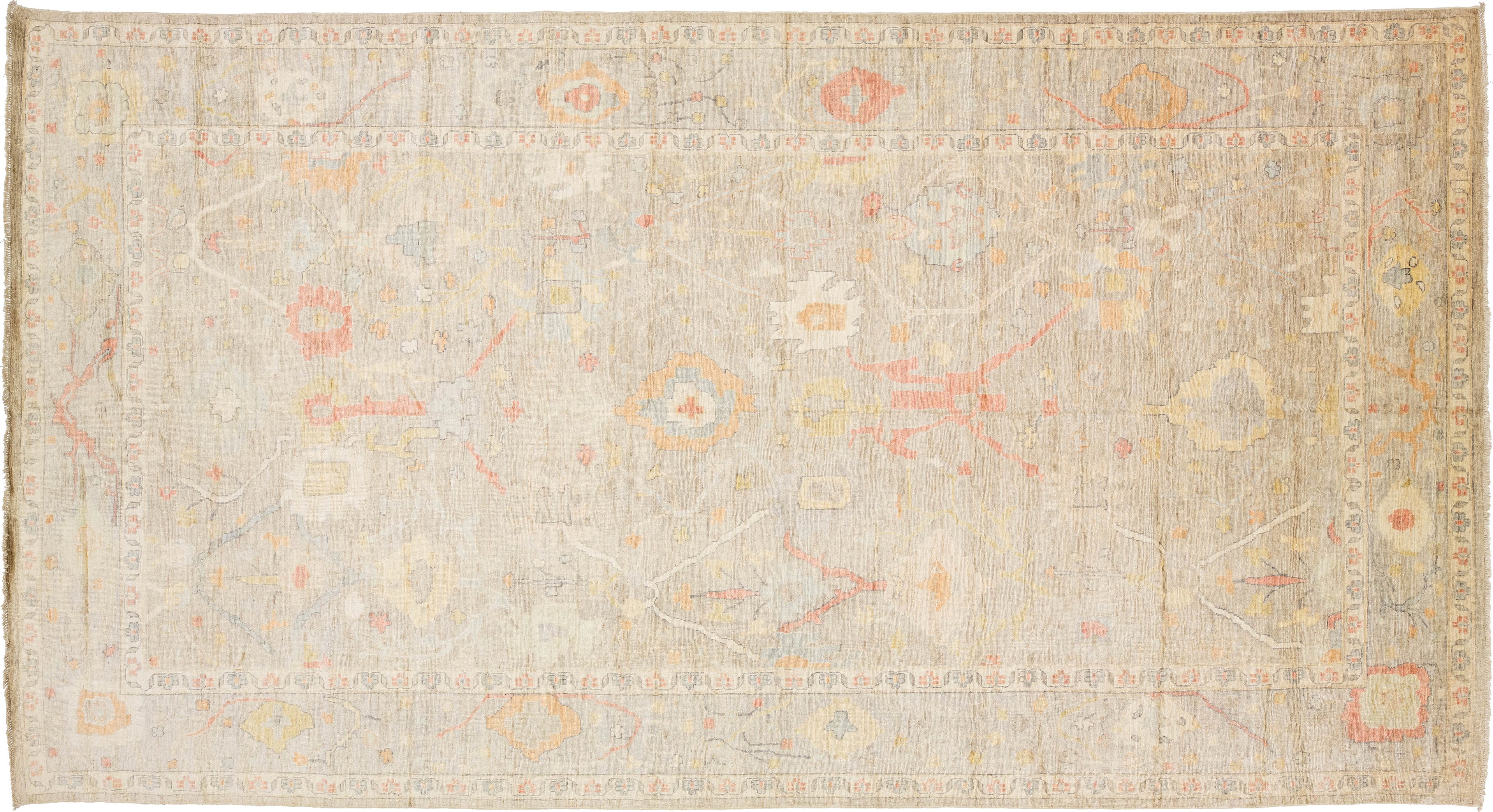 Modern Oushak Wool Rug 10 X 18